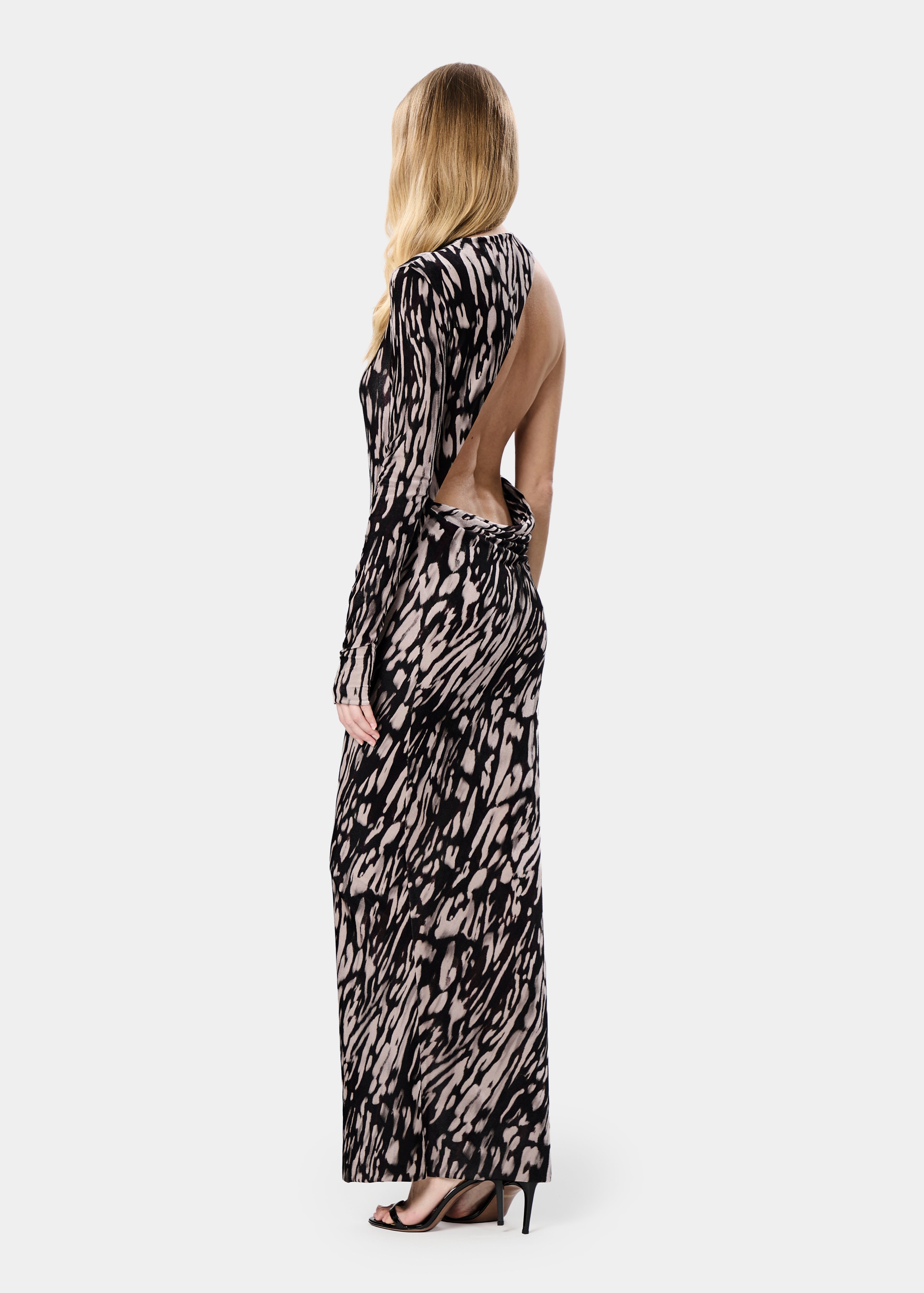 ANJA DRESS VELVET LIQUID PANTHER