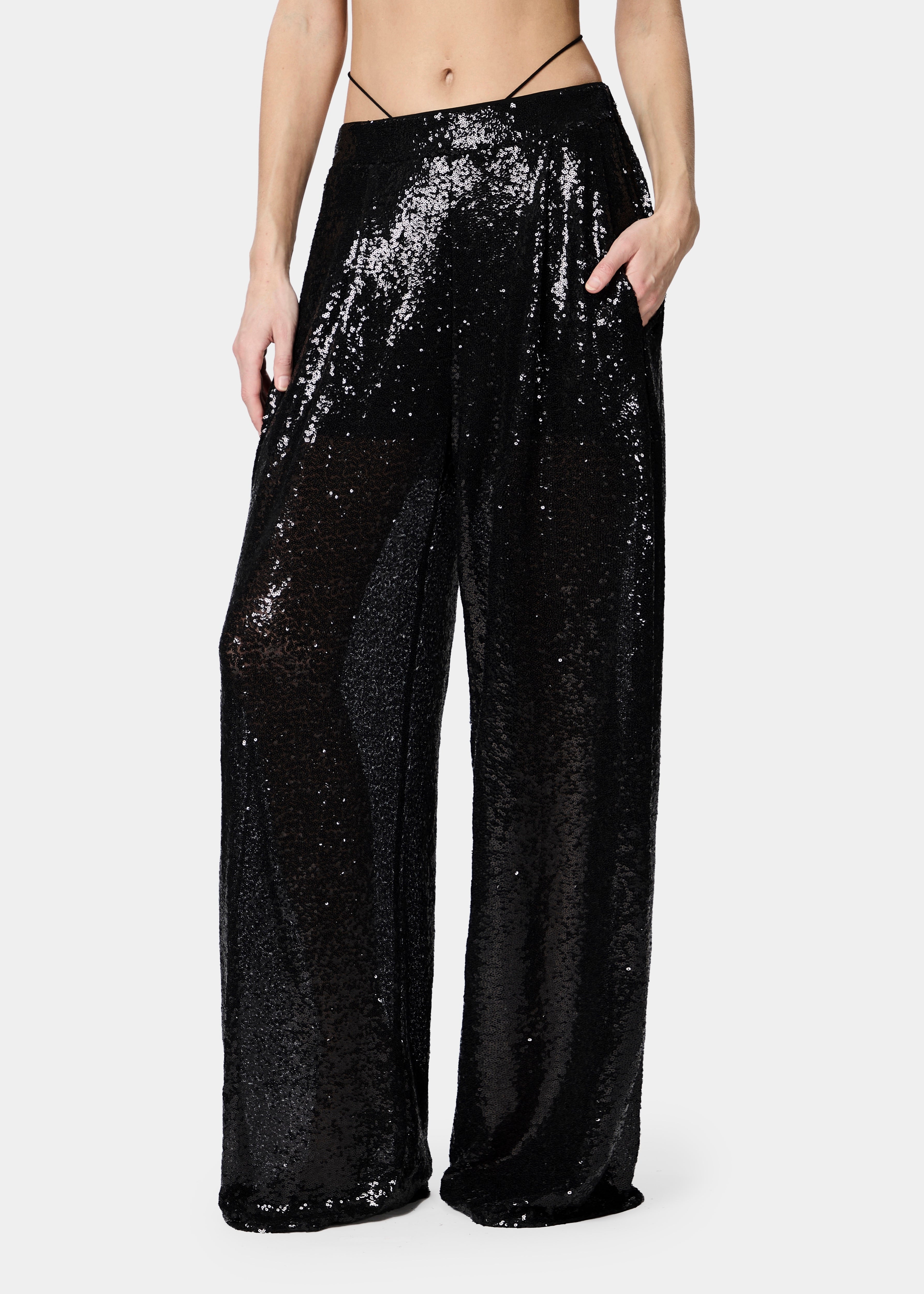 GAL PANTS SEQUINS SHINY BLACK