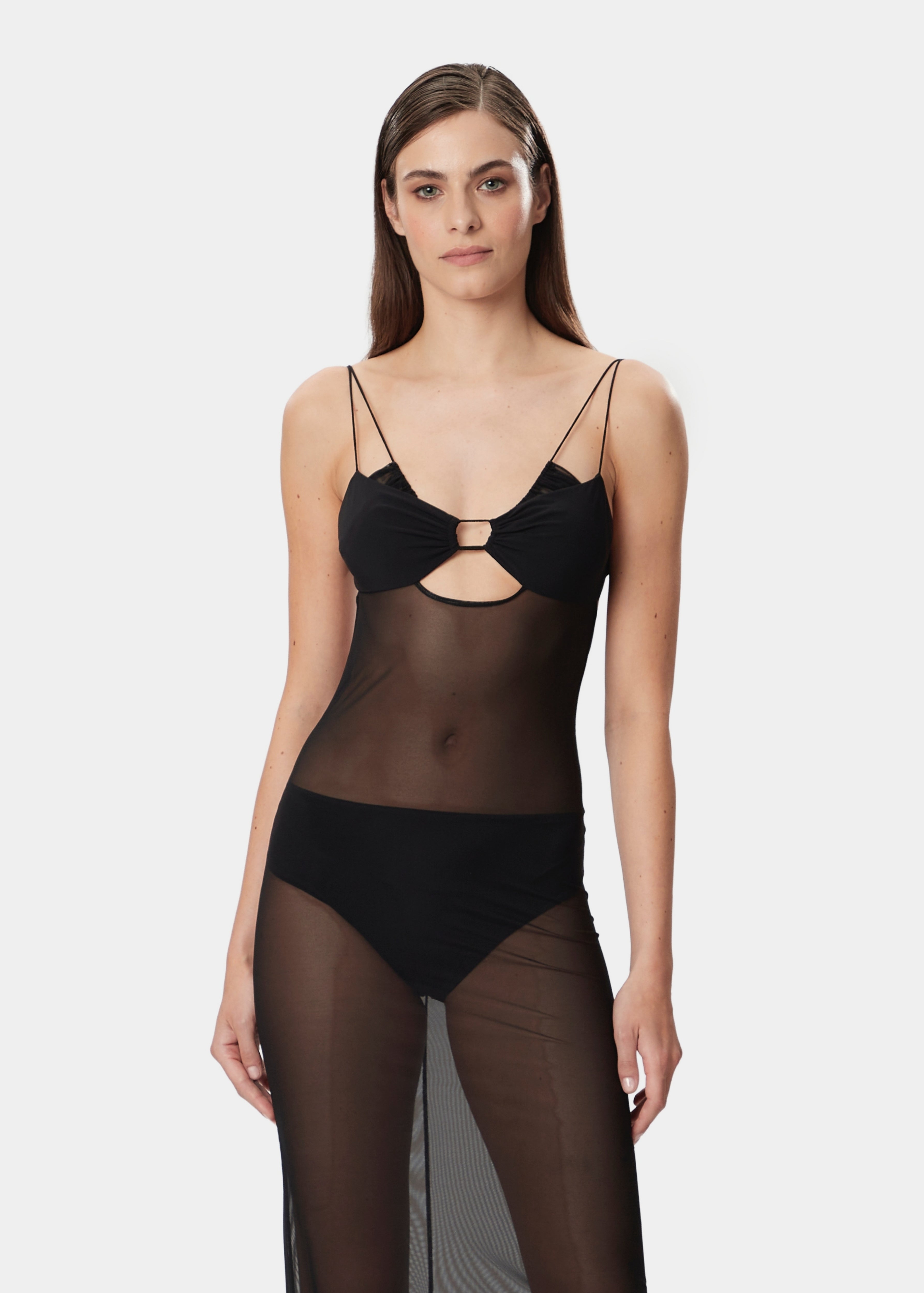 GRETA DRESS SHEER DEEP BLACK