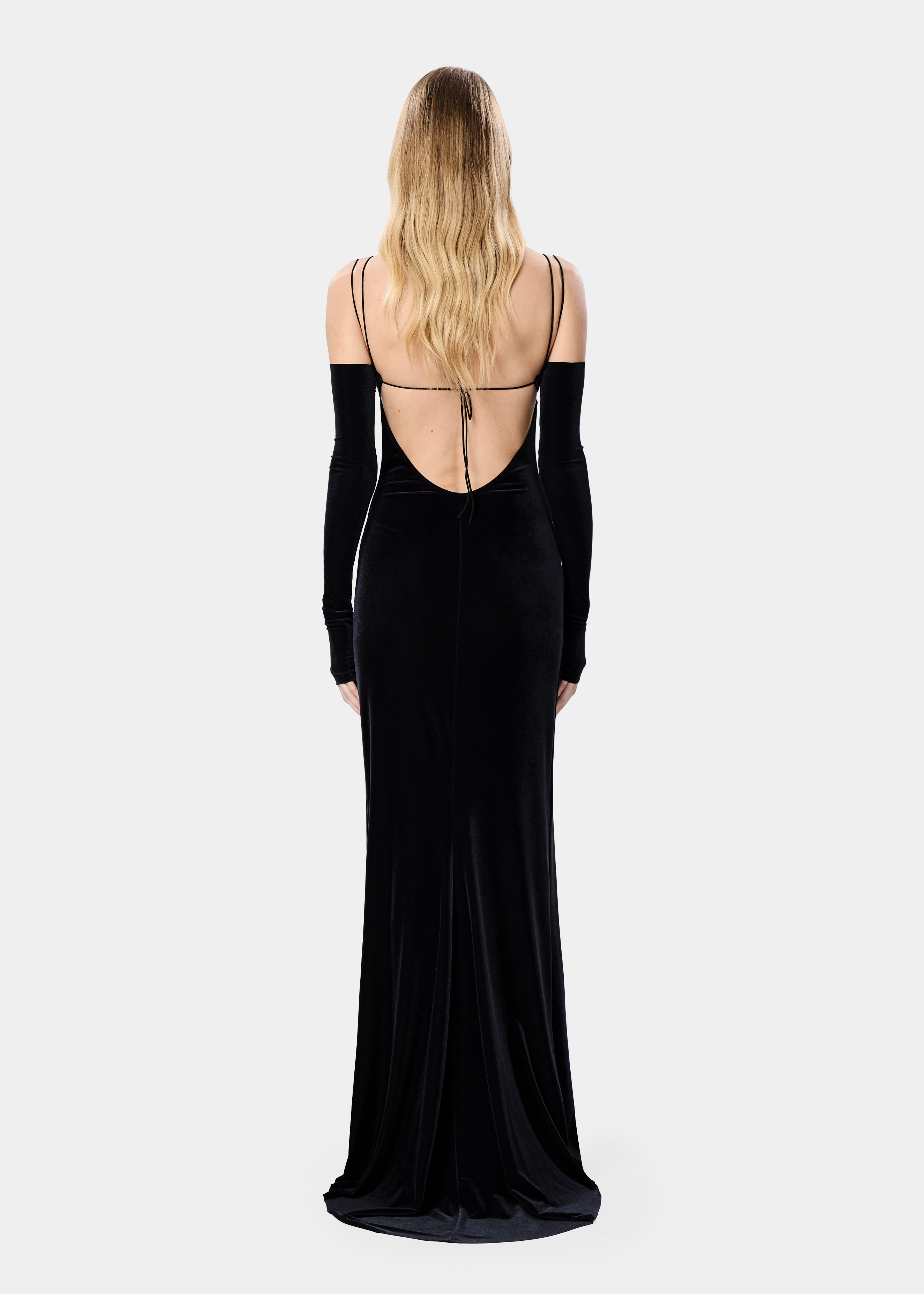 GRETA DRESS VELVET JET BLACK