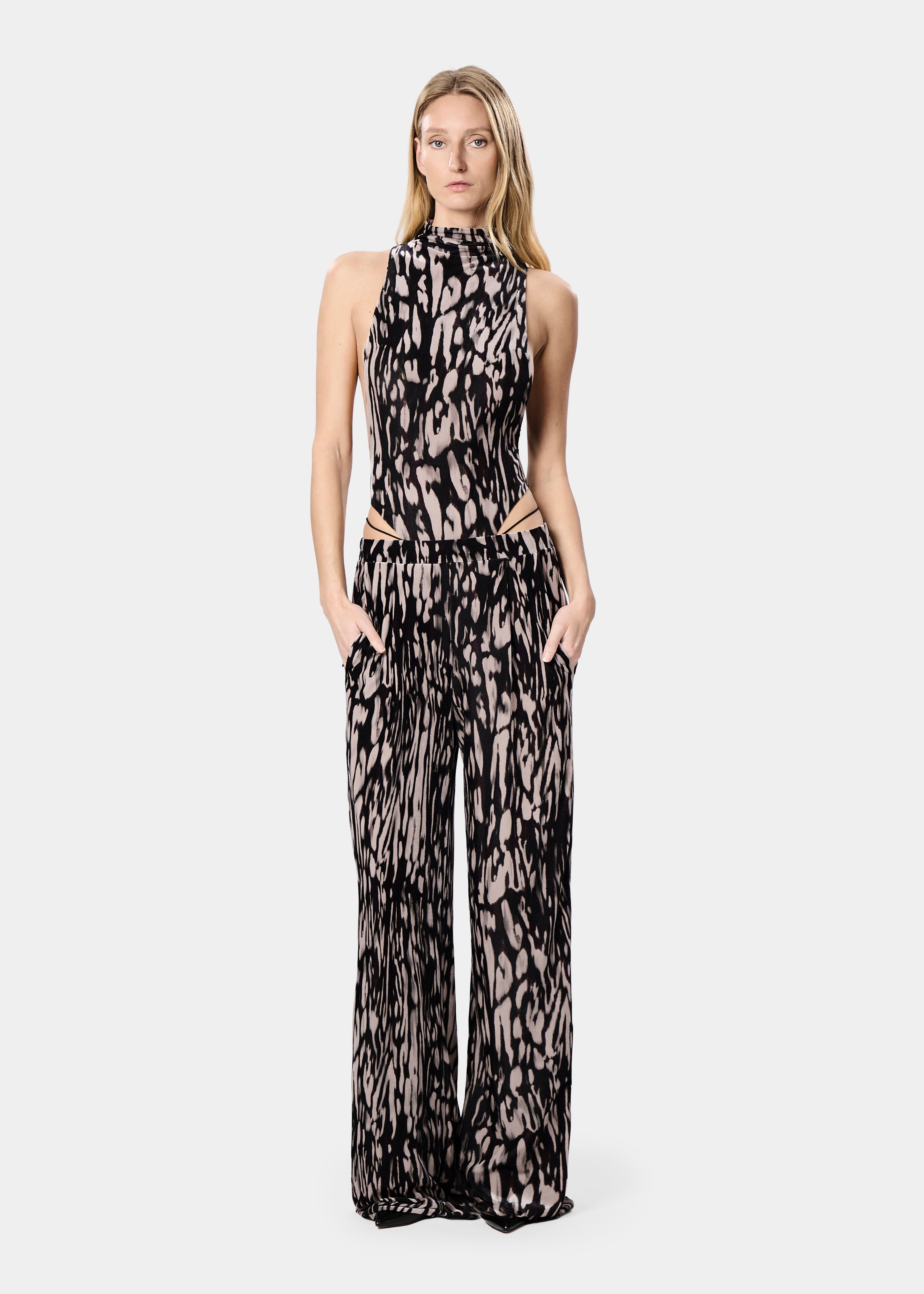 GAL PANTS VELVET LIQUID PANTHER