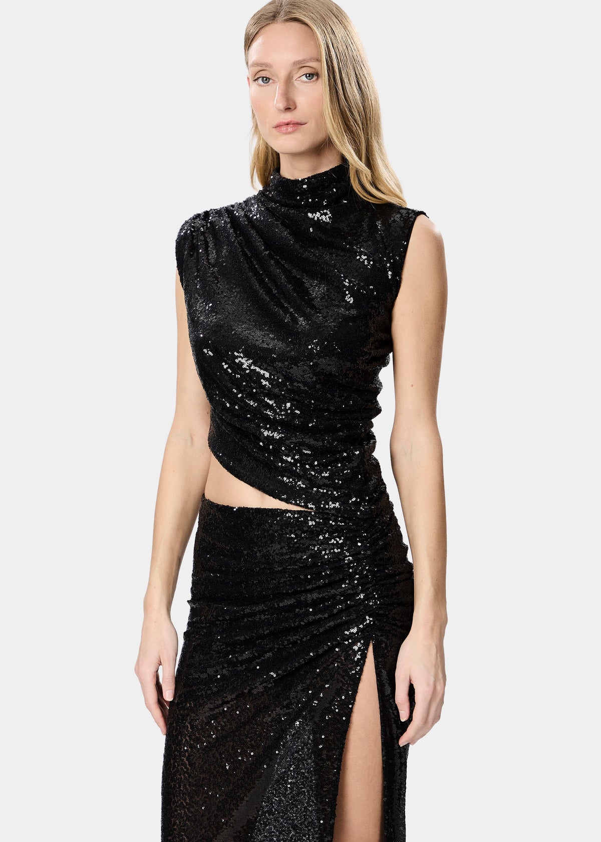 LEO DRESS SEQUINS SHINY BLACK