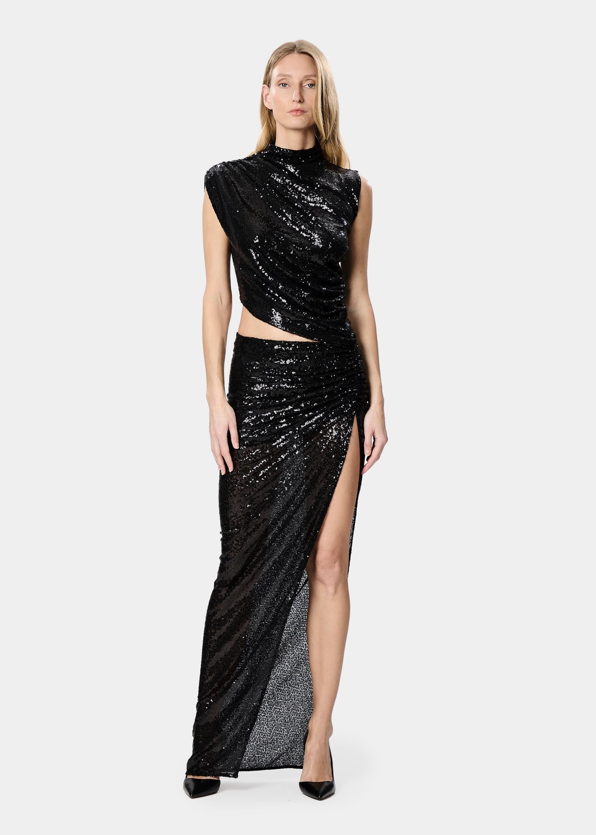 LEO DRESS SEQUINS SHINY BLACK