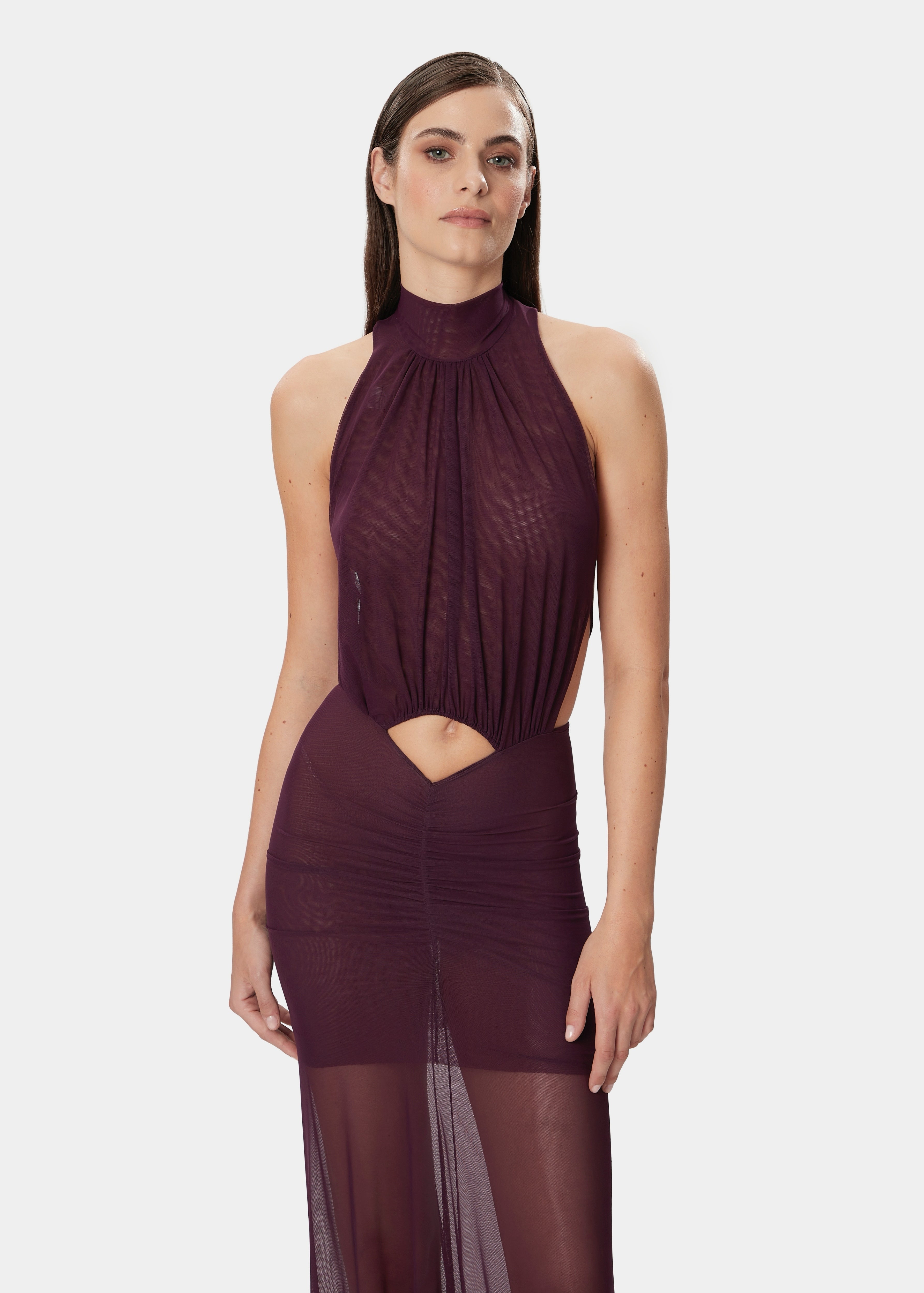 MINA DRESS SHEER MULBERRY