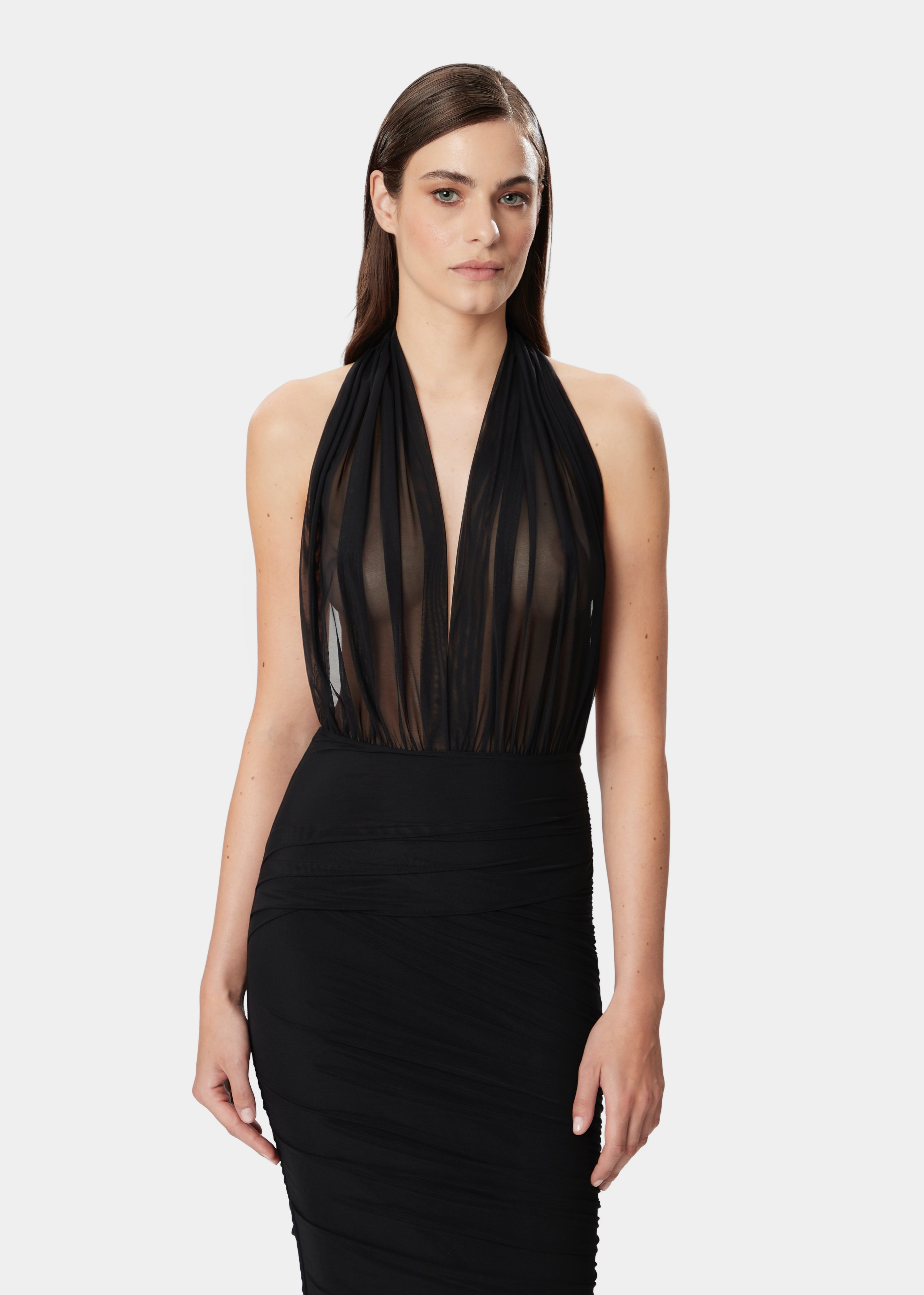 TAMIE DRESS SHEER DEEP BLACK