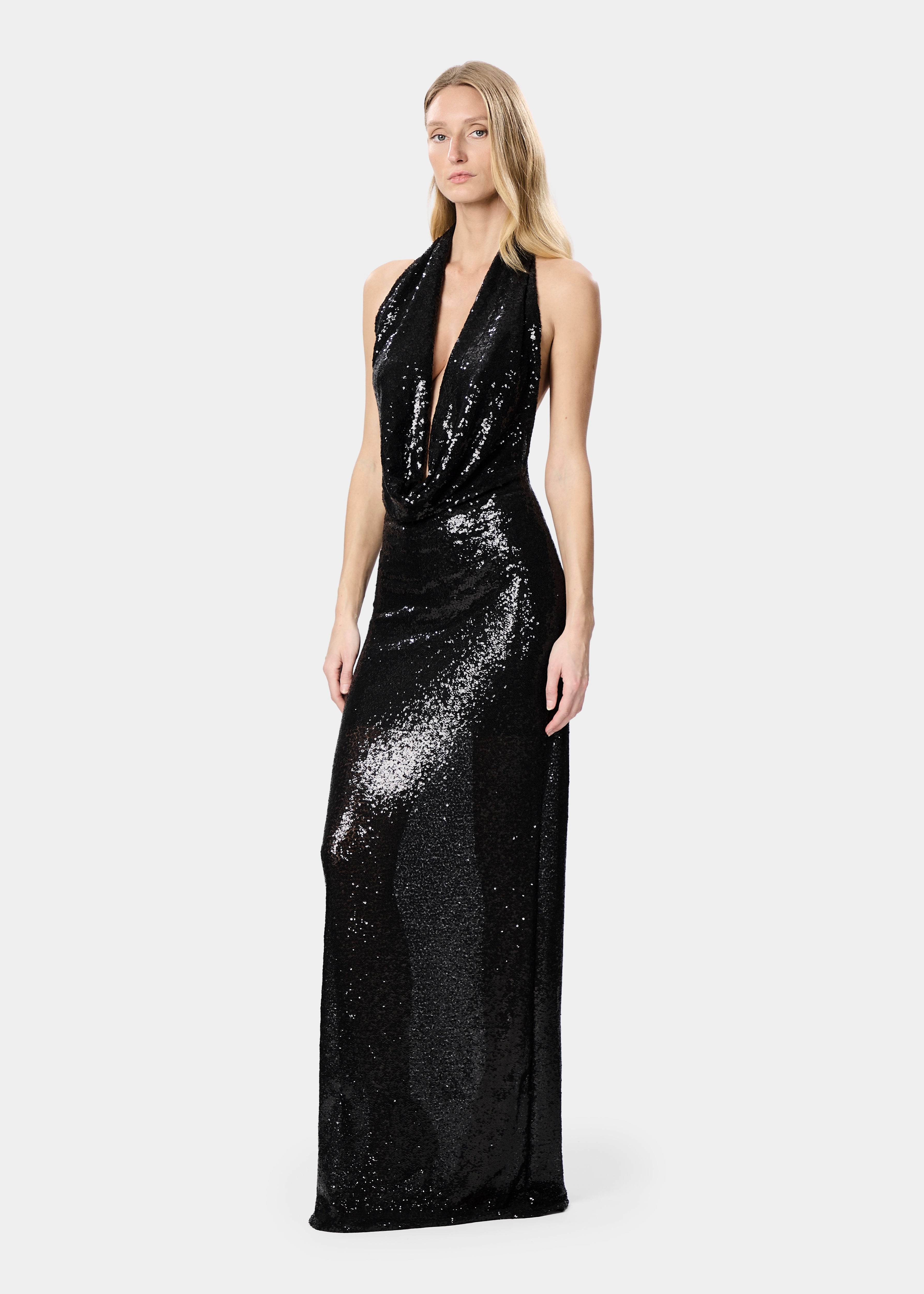 VENUS DRESS SEQUINS SHINY BLACK