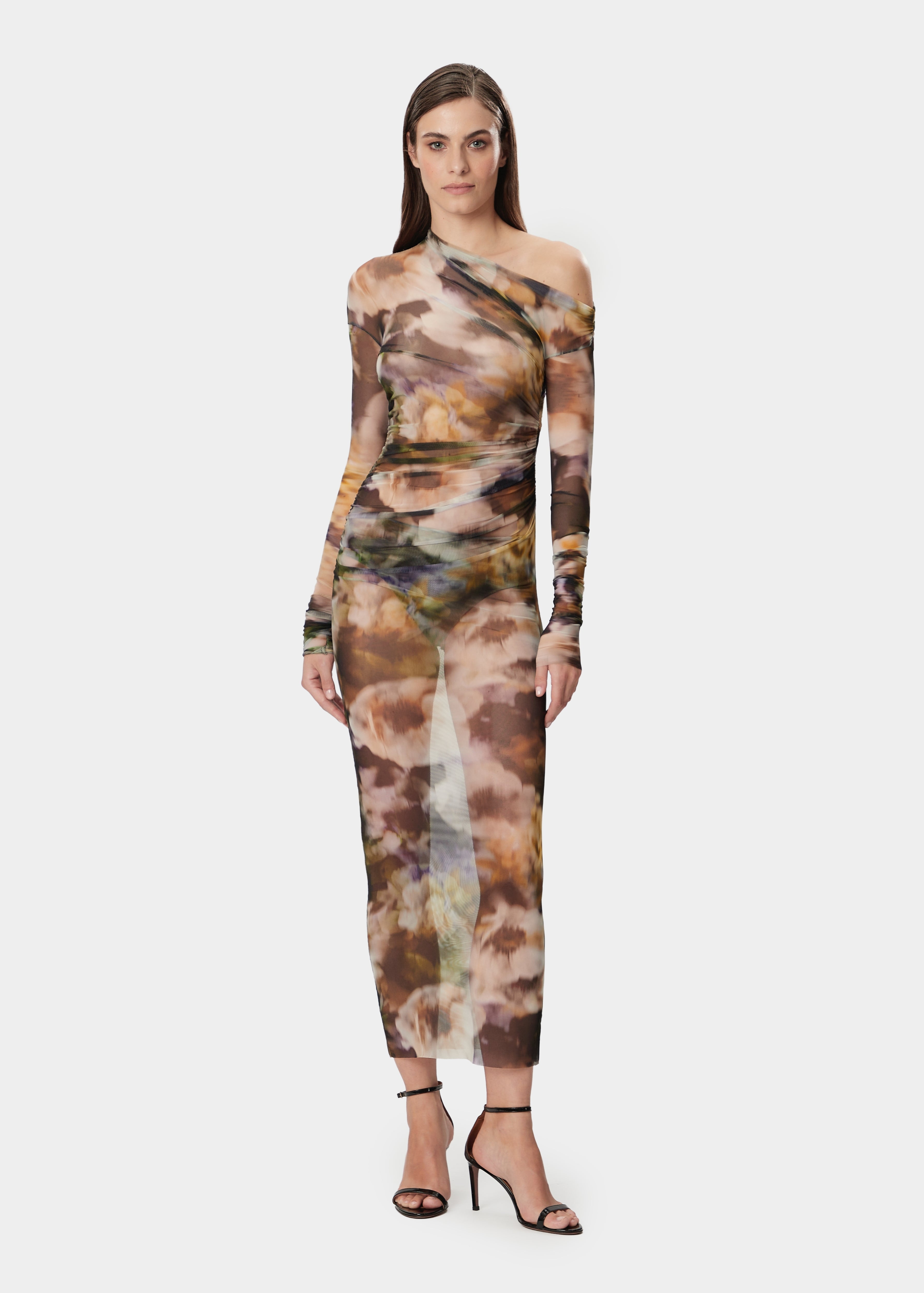 YARA DRESS SHEER FADED FLORAL
