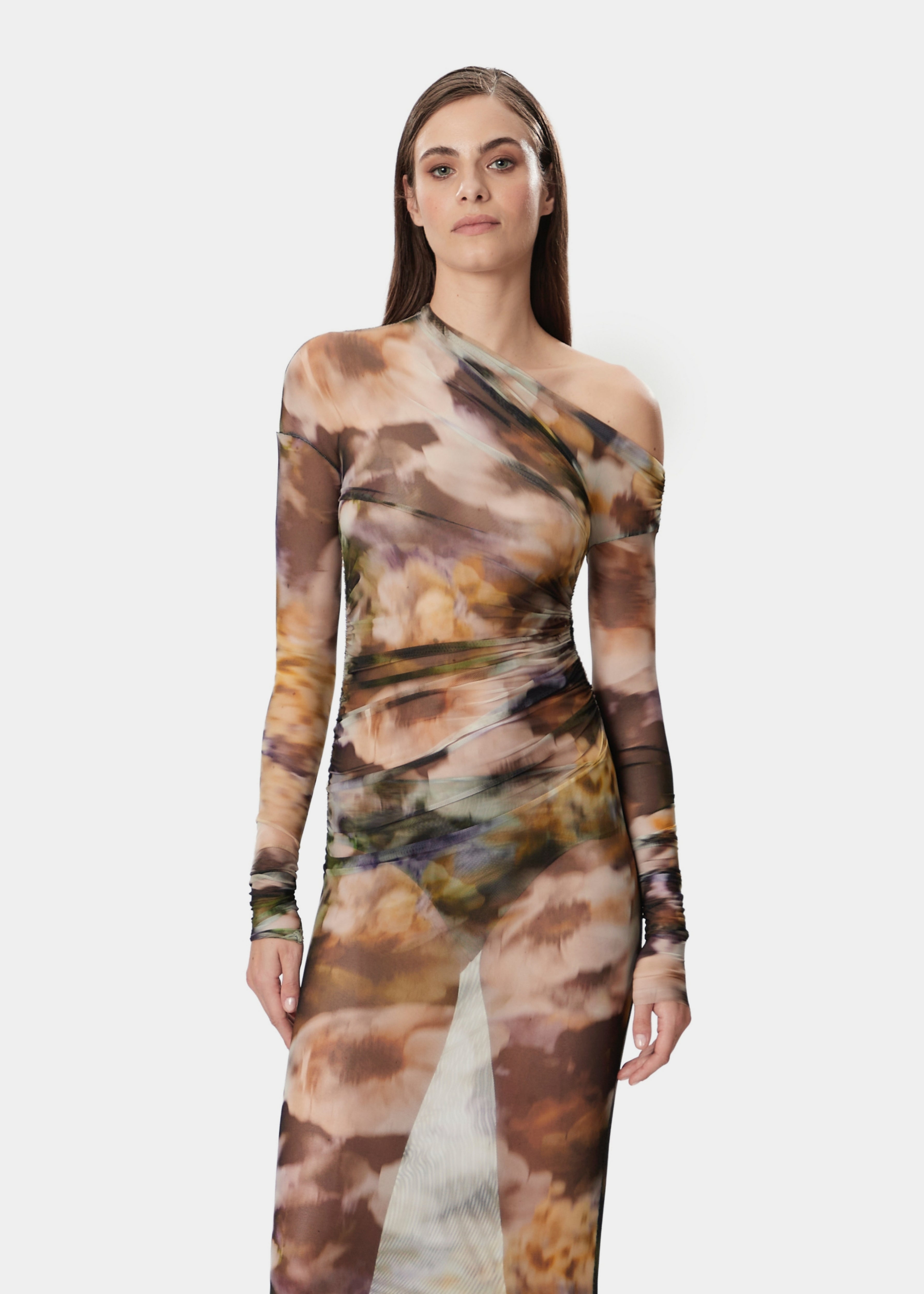 YARA DRESS SHEER FADED FLORAL