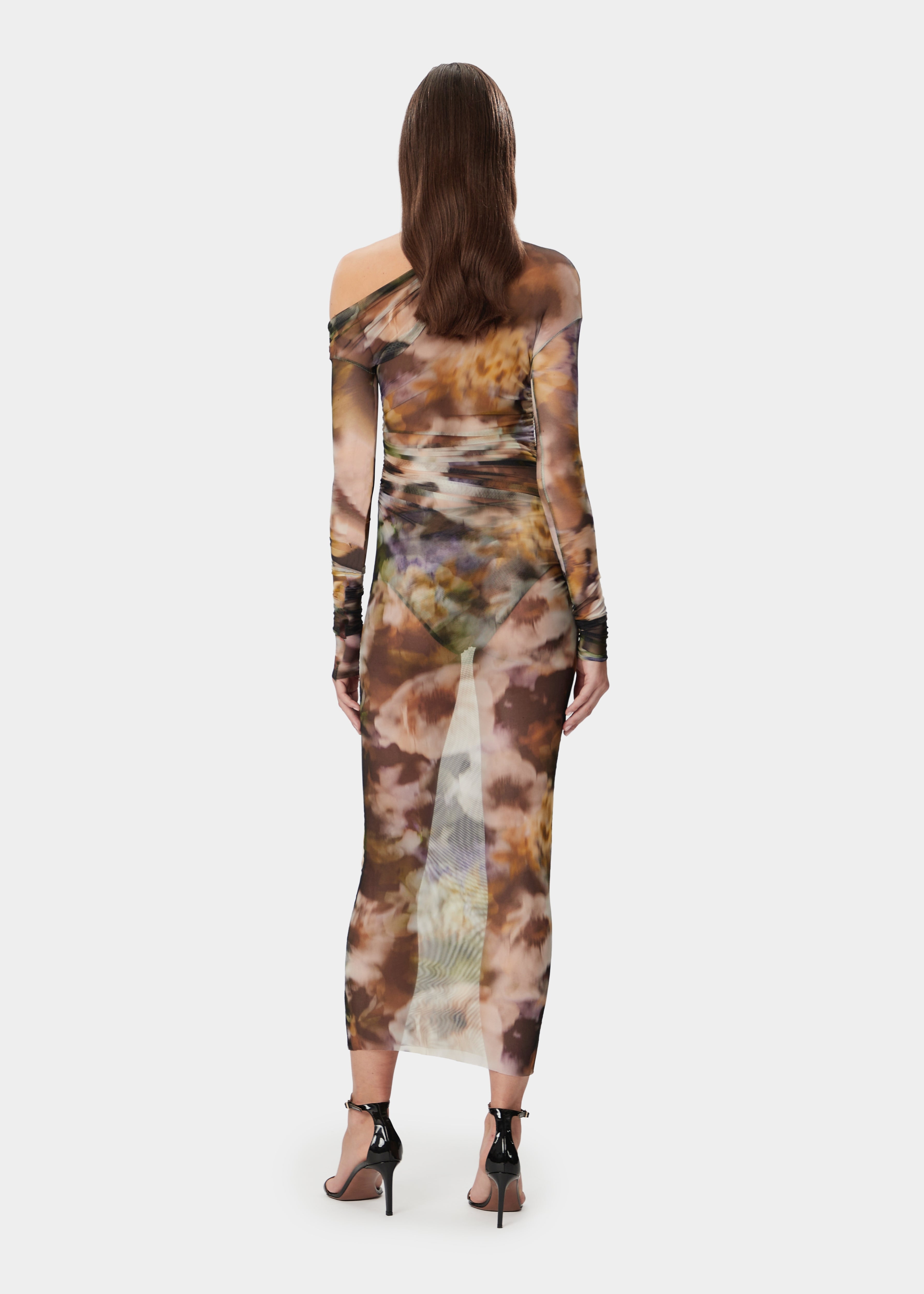 YARA DRESS SHEER FADED FLORAL