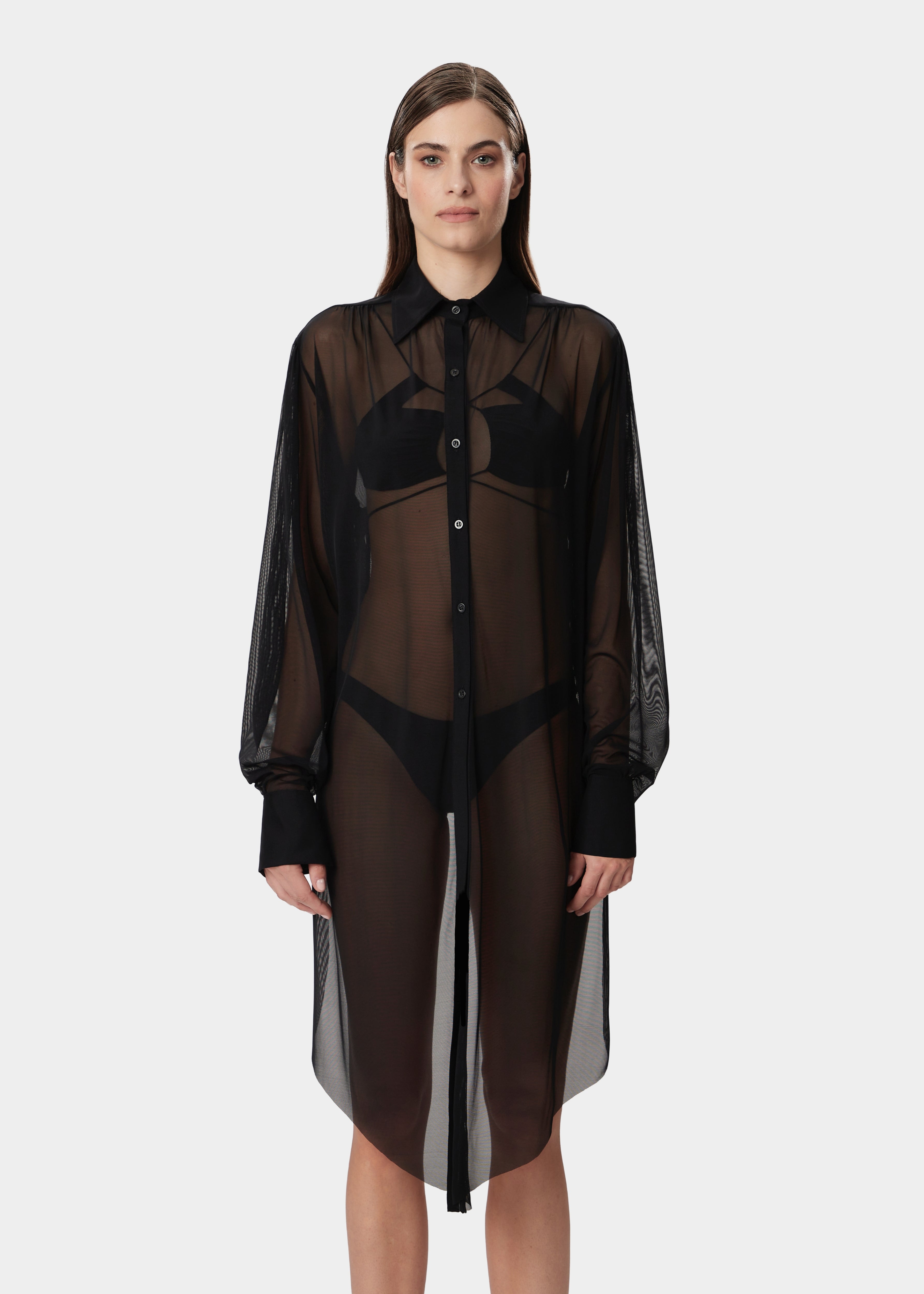 ZOYA SHIRT SHEER DEEP BLACK