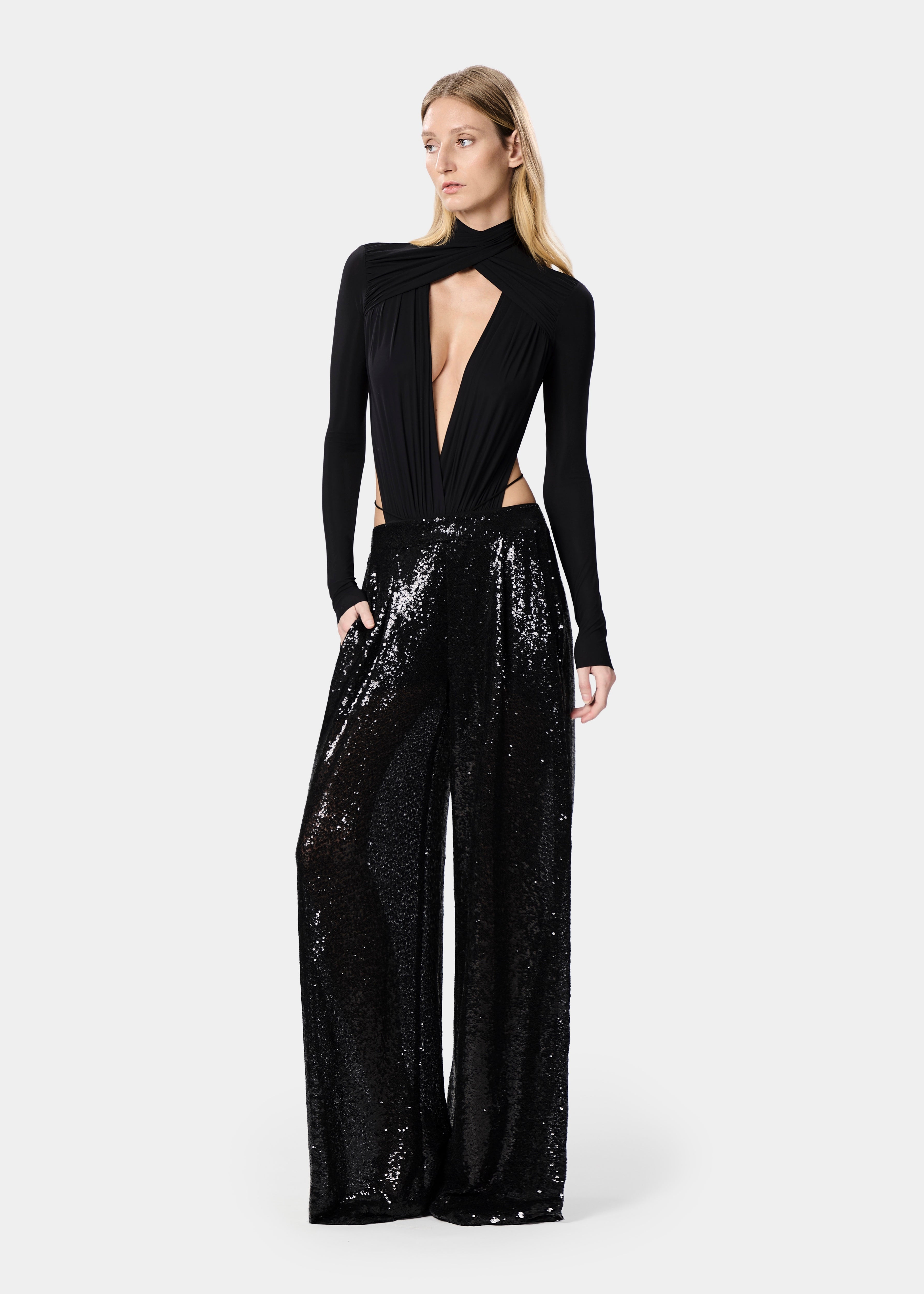 GAL PANTS SEQUINS SHINY BLACK