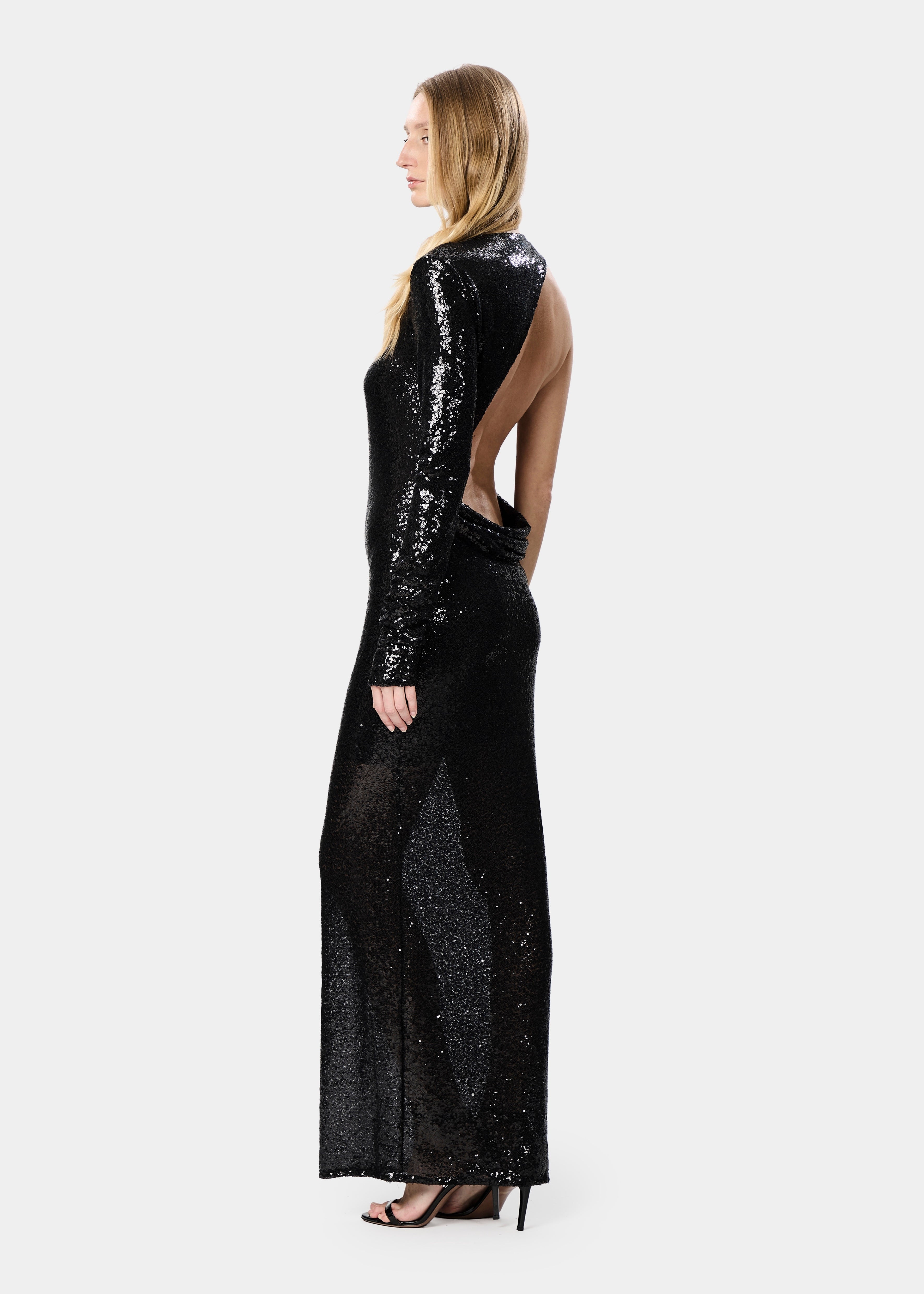 ANJA DRESS SEQUINS SHINY BLACK