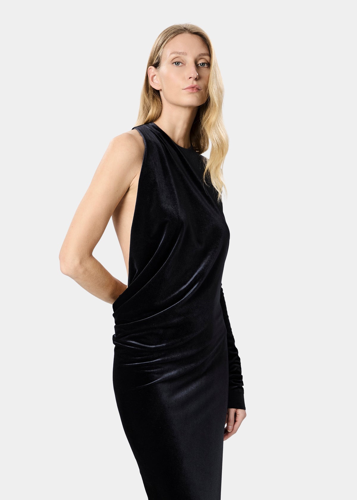 ANJA DRESS VELVET JET BLACK