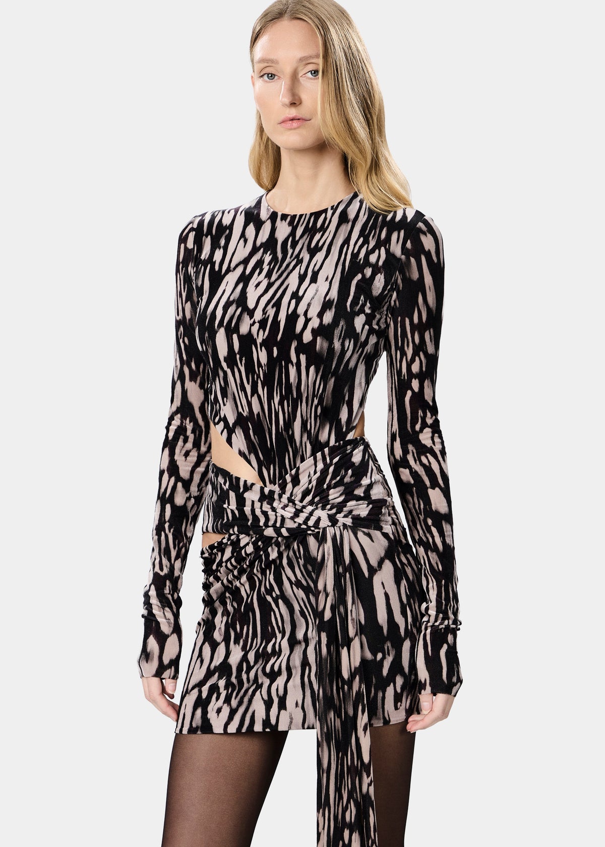 ANOUK DRESS VELVET LIQUID PANTHER