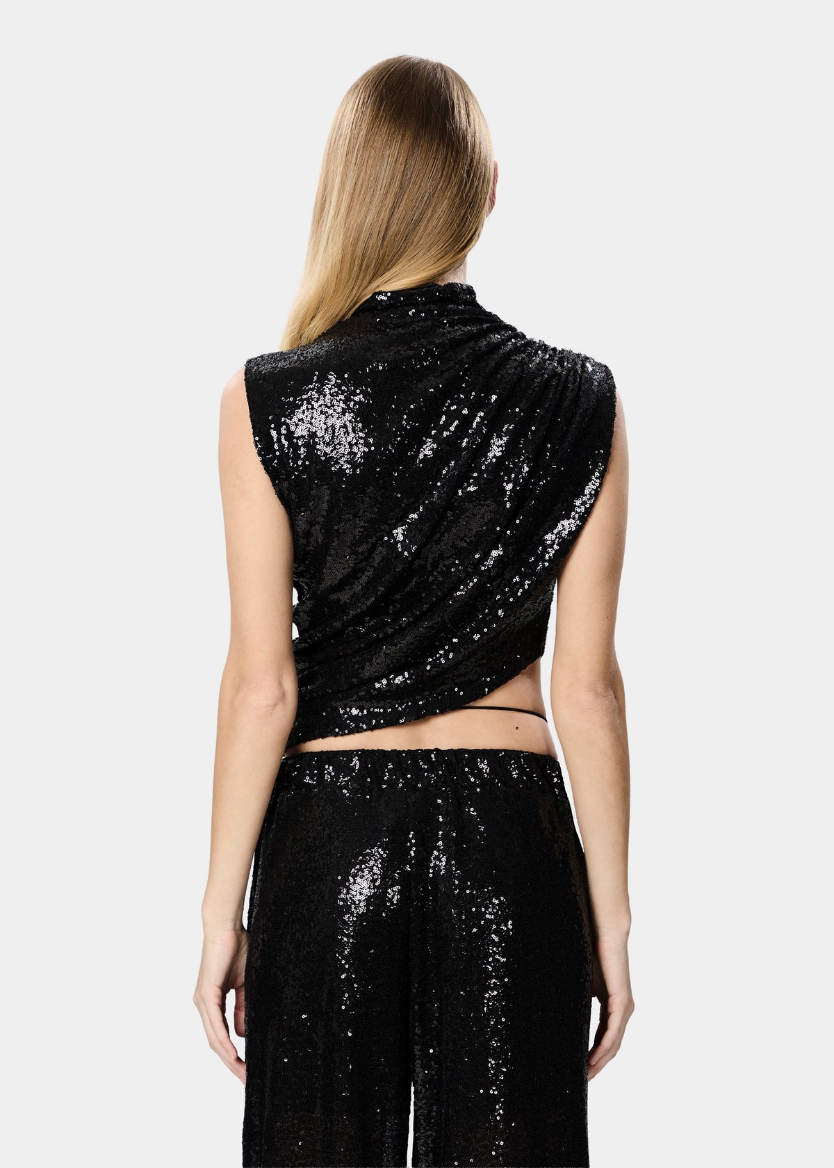 CELIN TOP SEQUINS SHINY BLACK