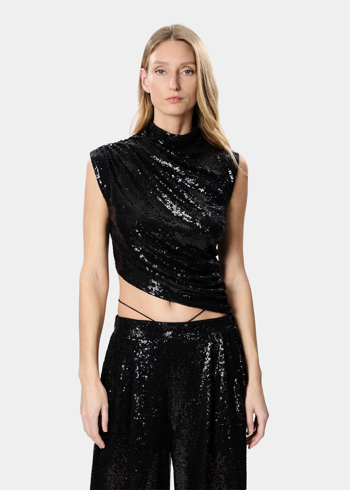 CELIN TOP SEQUINS SHINY BLACK