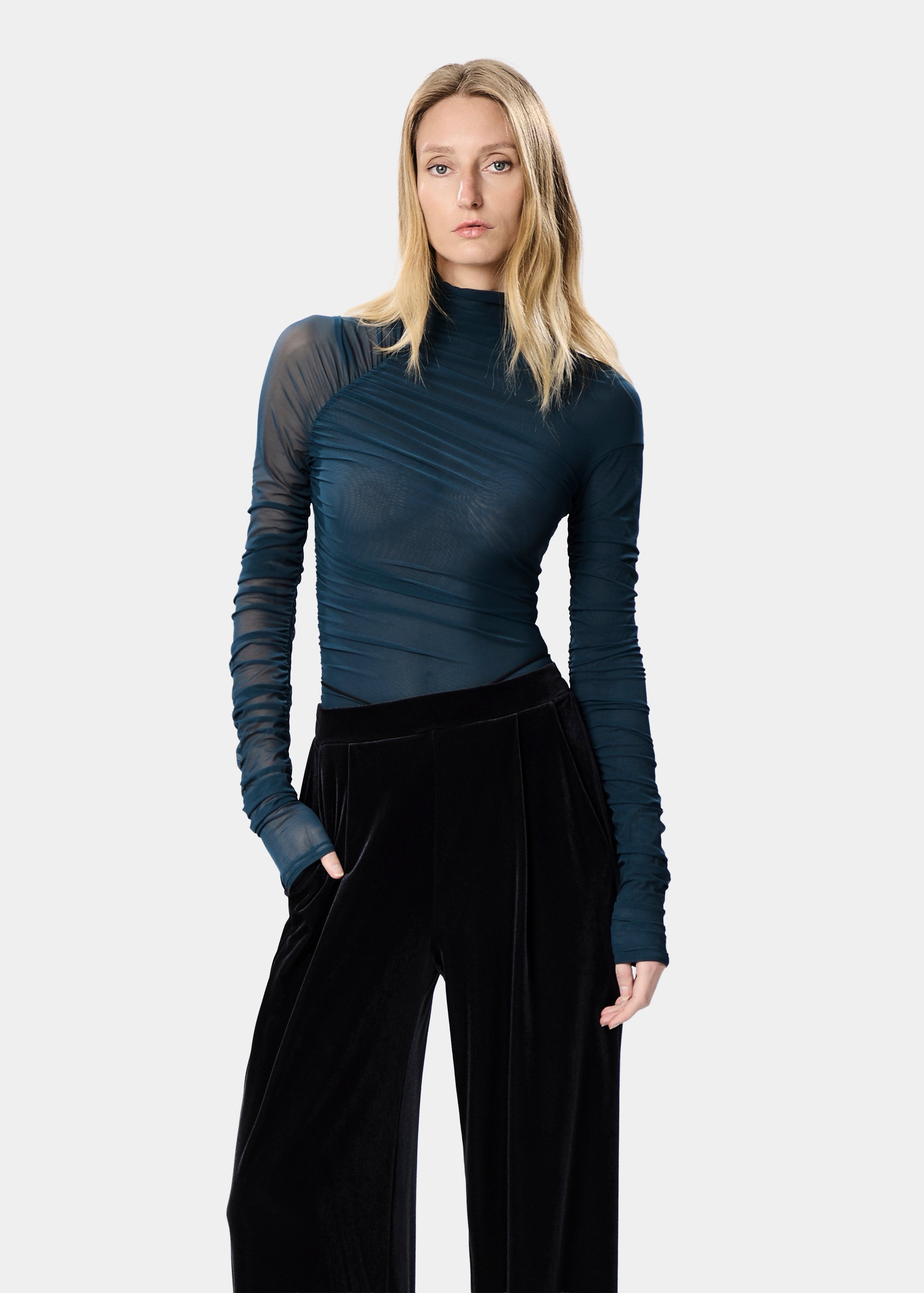 ELEN BODYSUIT SHEER OCEAN TEAL