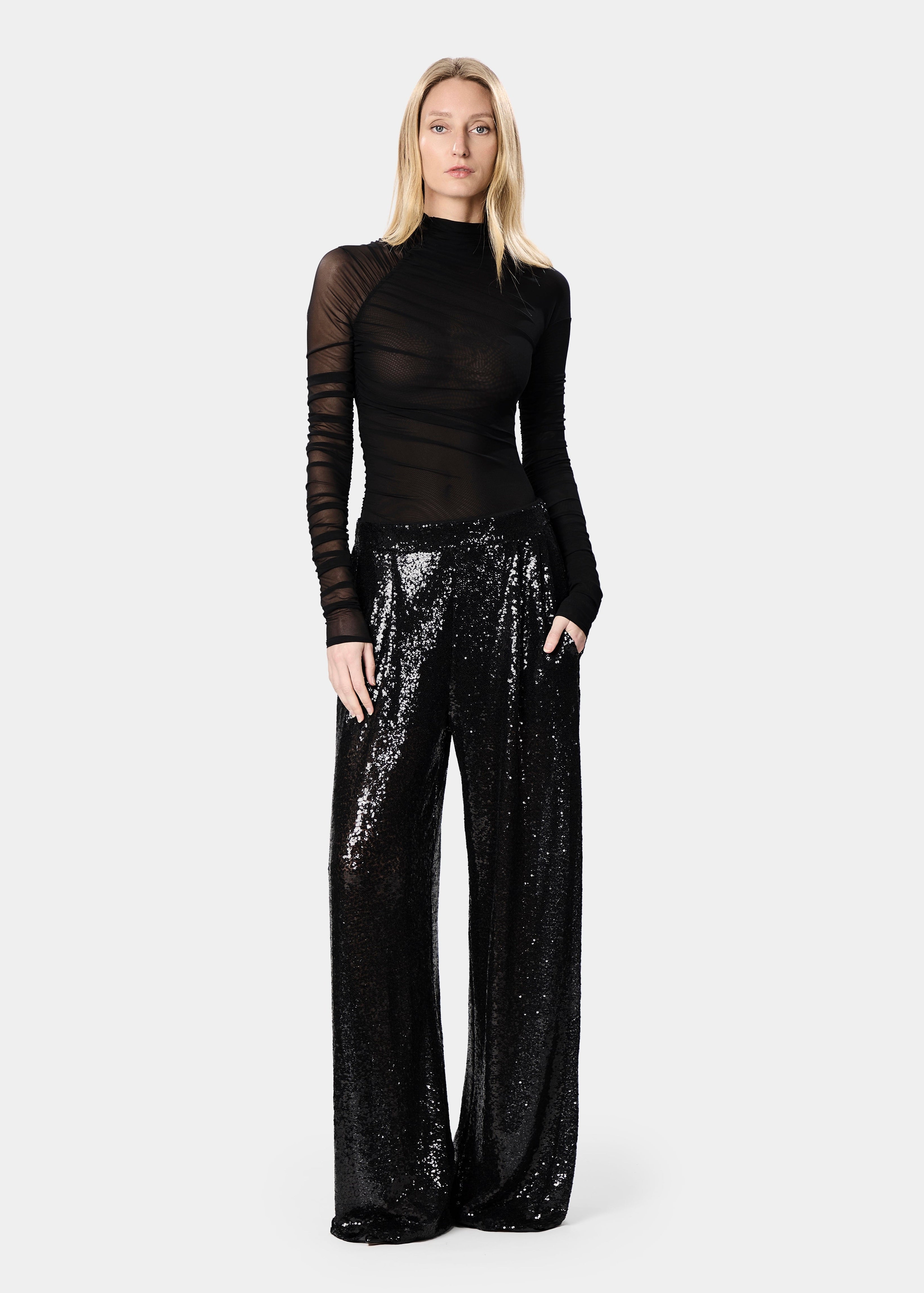 GAL PANTS SEQUINS SHINY BLACK