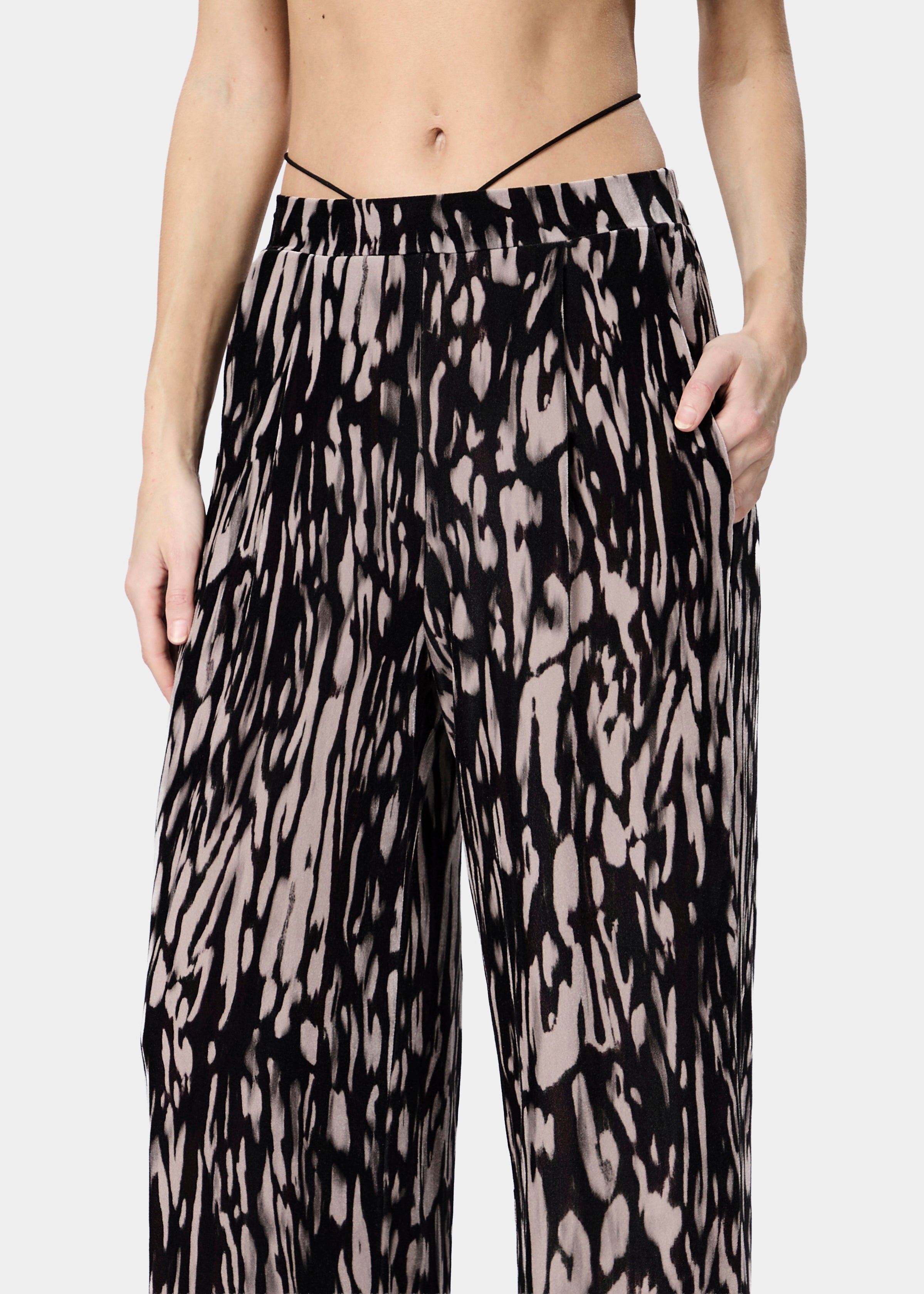 GAL PANTS VELVET LIQUID PANTHER