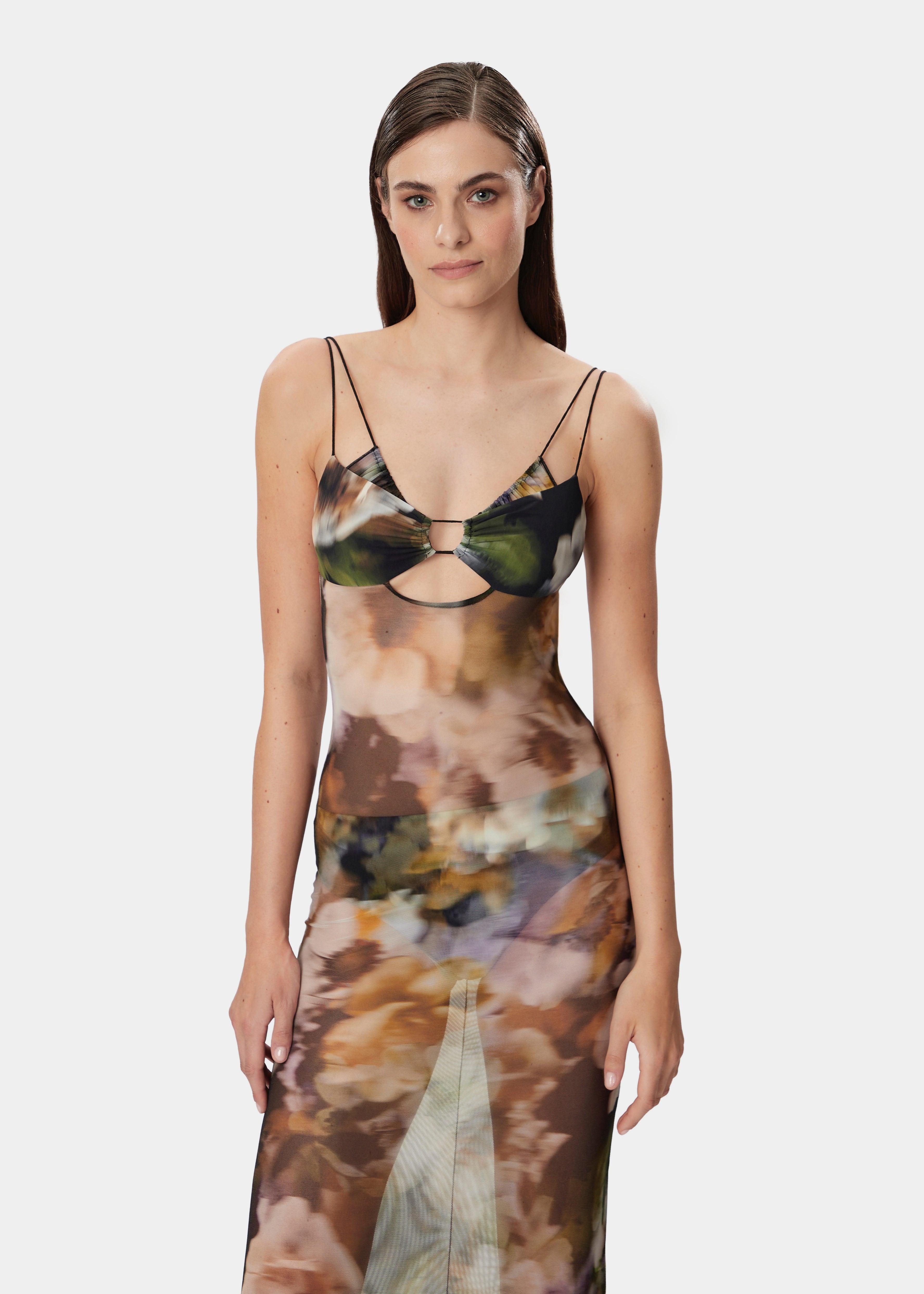 GRETA DRESS SHEER FADED FLORAL