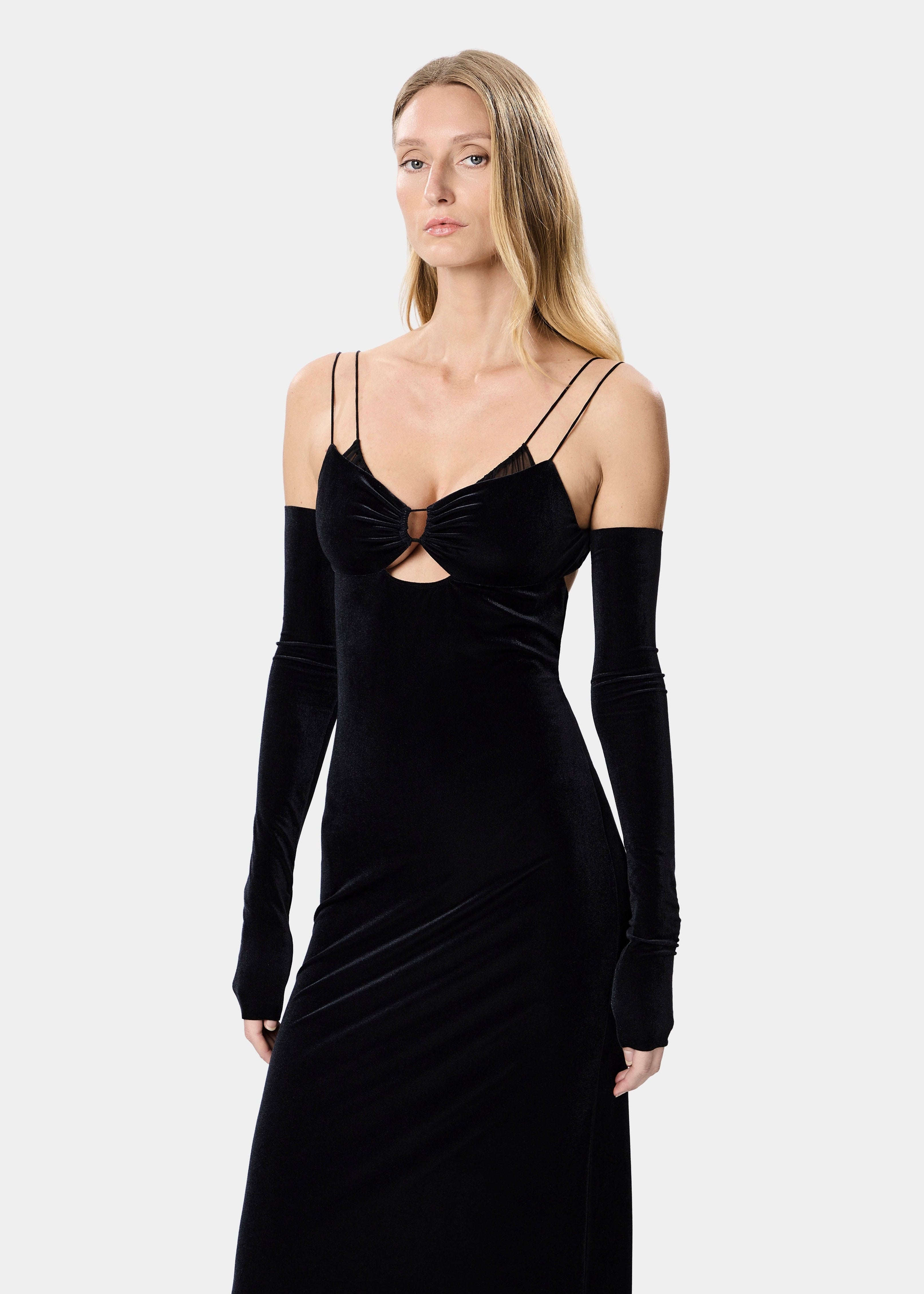 GRETA DRESS VELVET JET BLACK