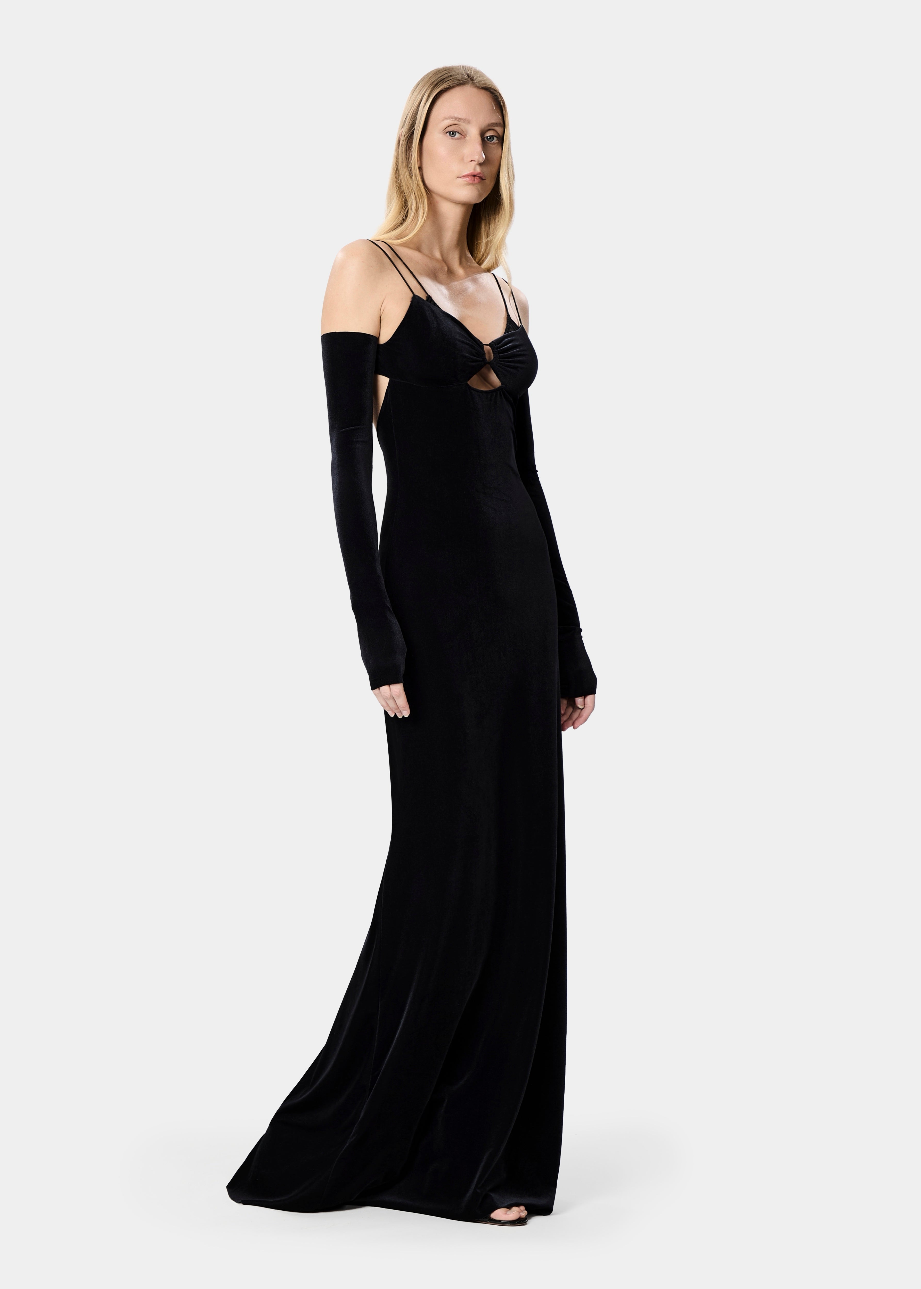 GRETA DRESS VELVET JET BLACK