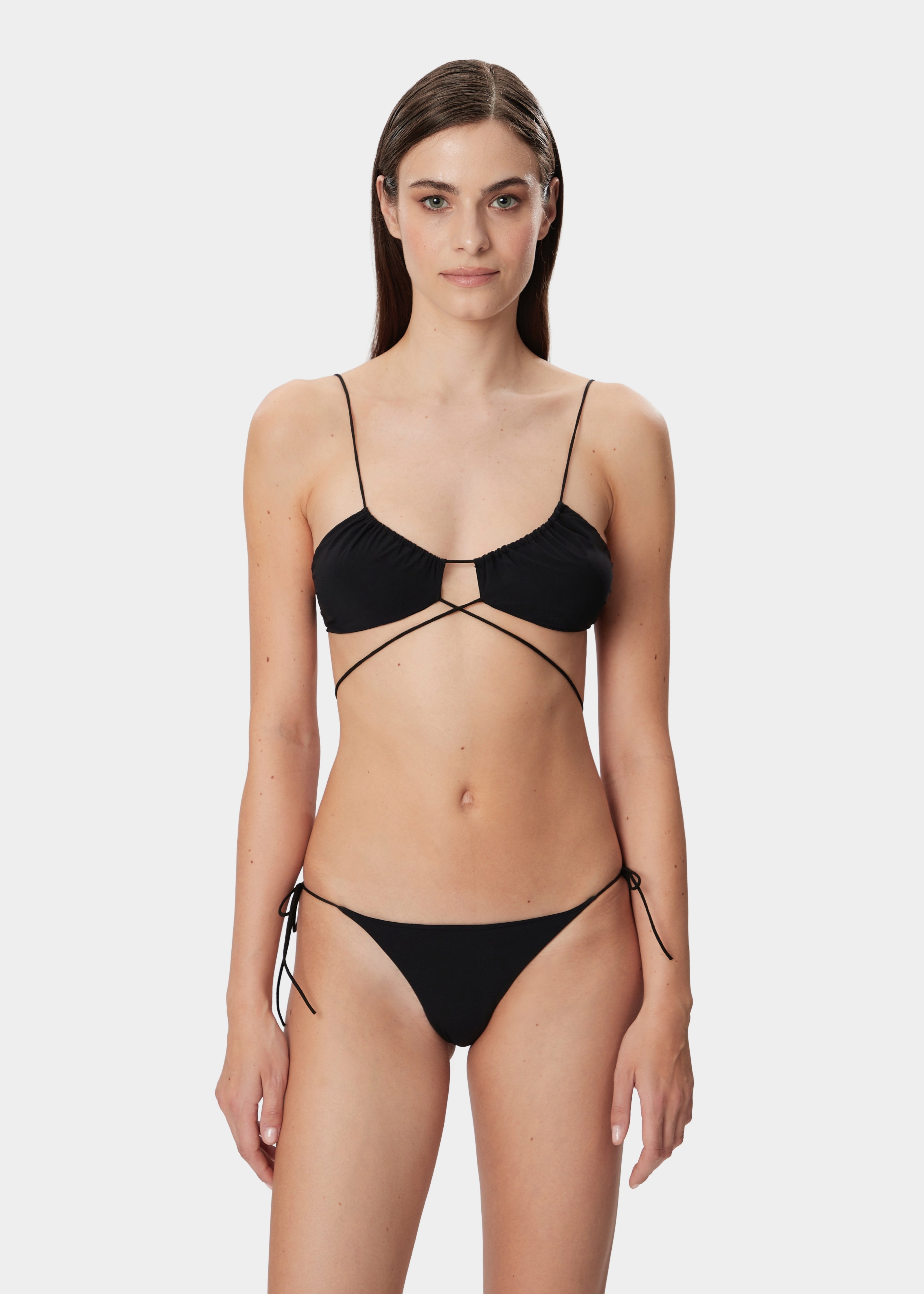 Hai Cross-Waist Bikini Deep Black | Amazuìn