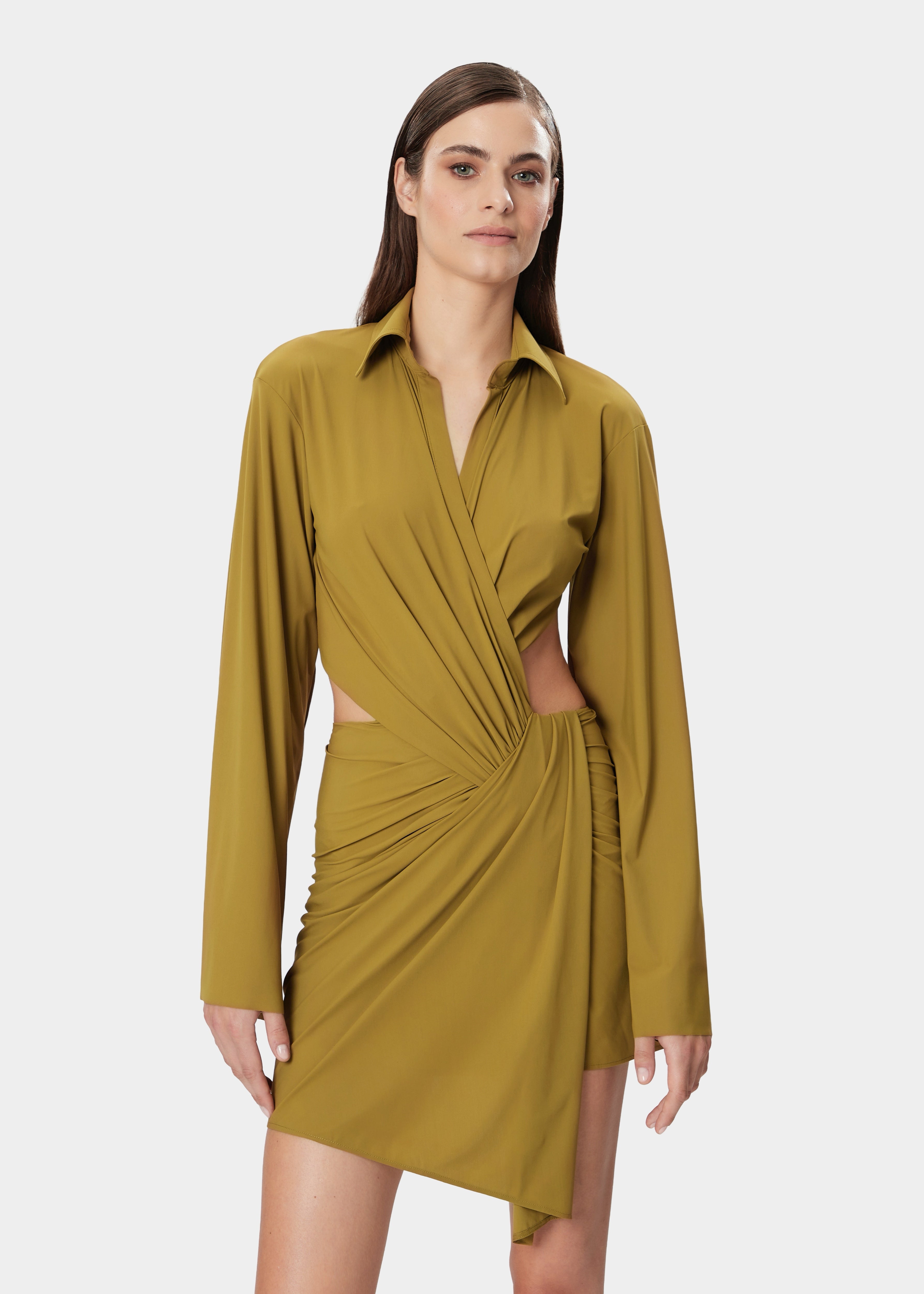 INES DRESS KHAKI GREEN