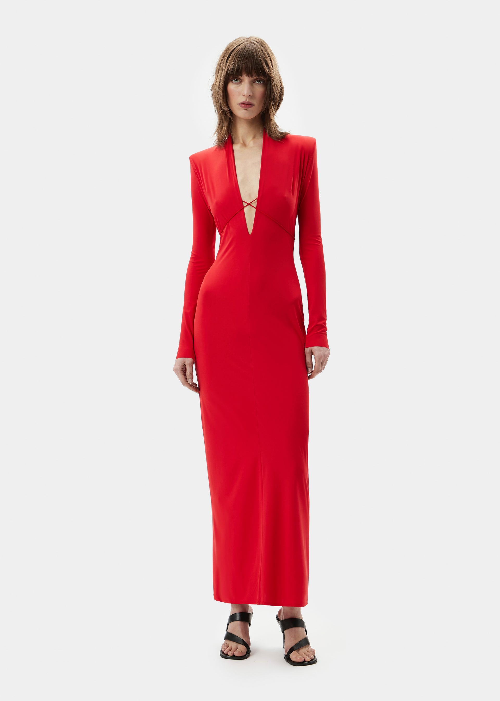 lara dress SCARLET illusion neckline and sheer Denim BodyCon Dress – #quincey-black-leather Size:38X30