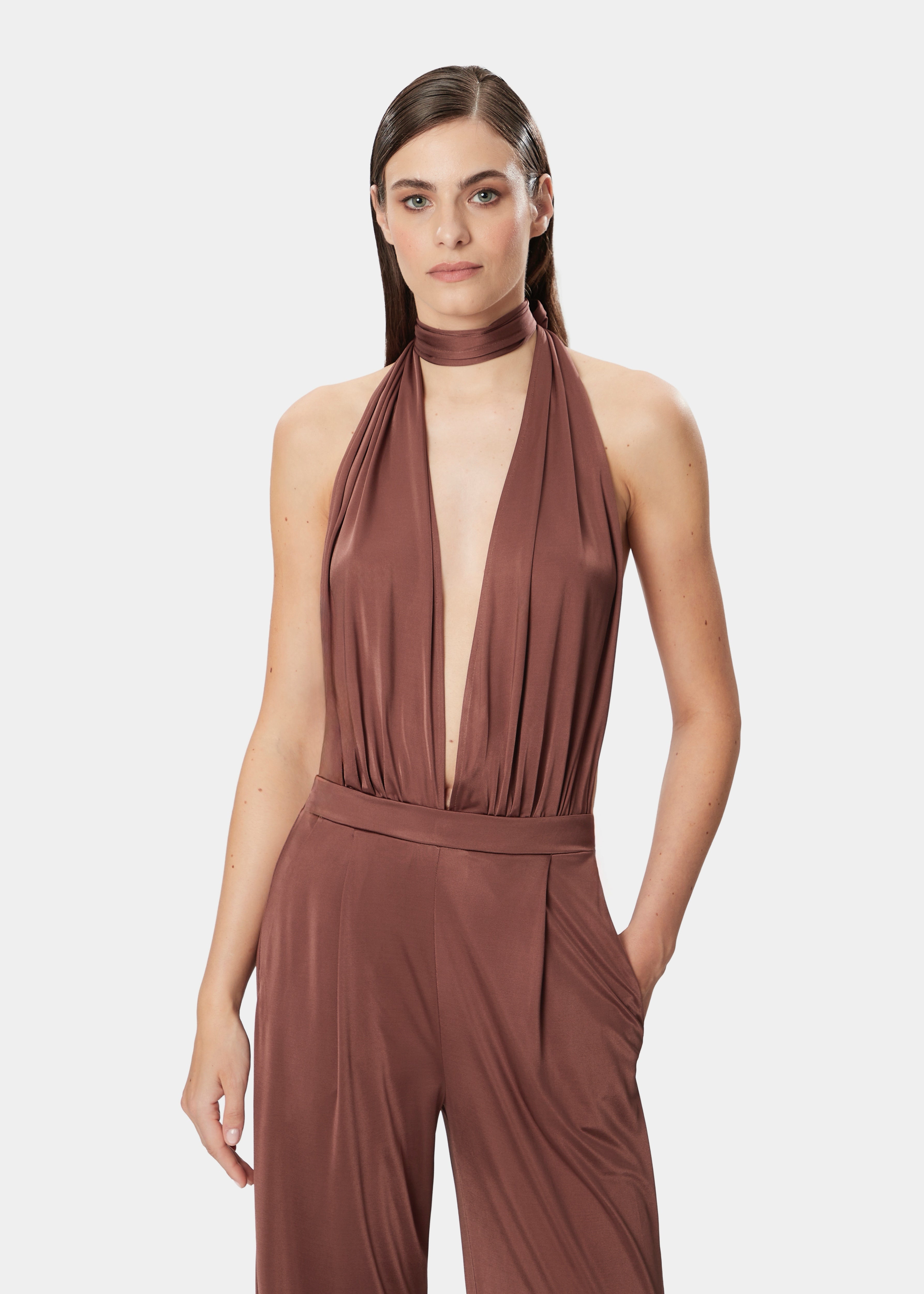LENNOX JUMPSUIT SATIN COCOA