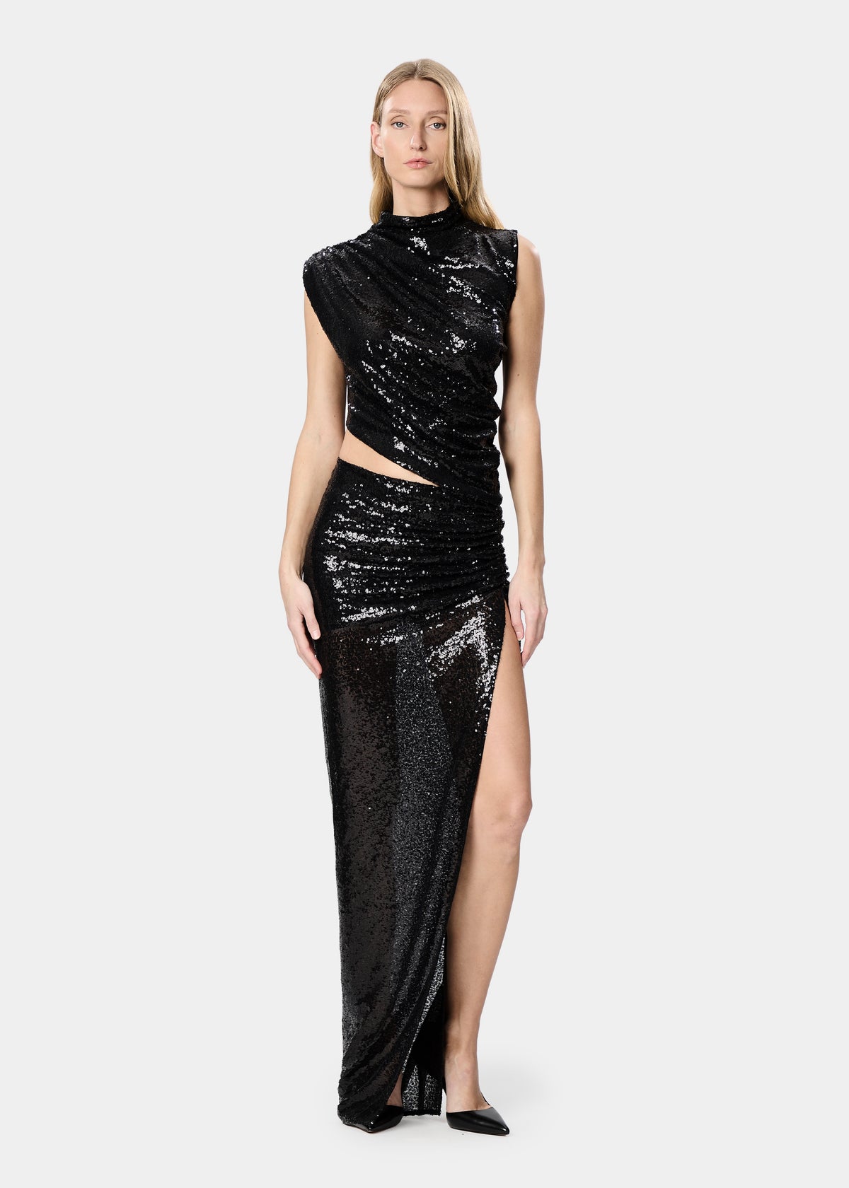 LEO DRESS SEQUINS SHINY BLACK