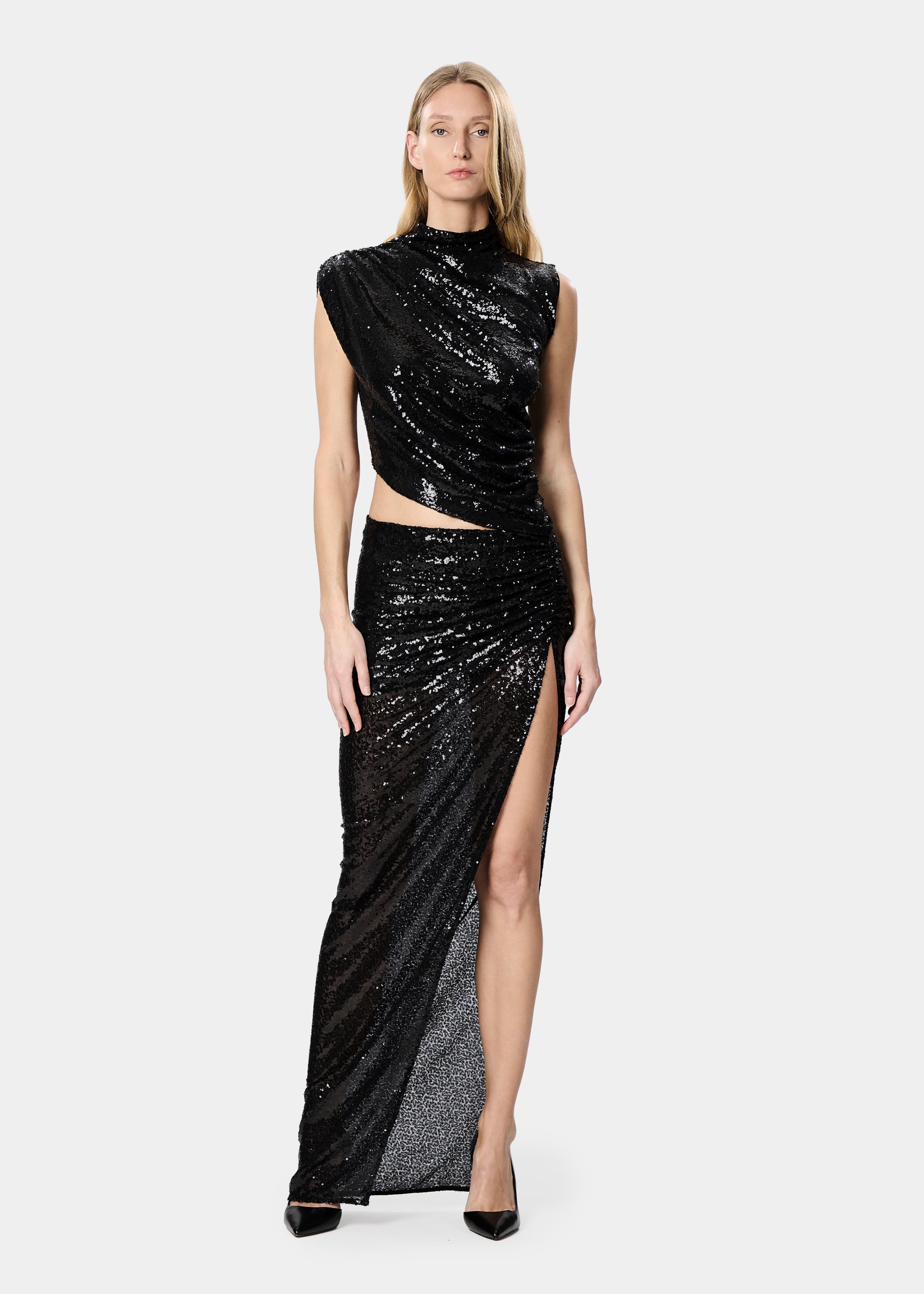 LEO DRESS SEQUINS SHINY BLACK