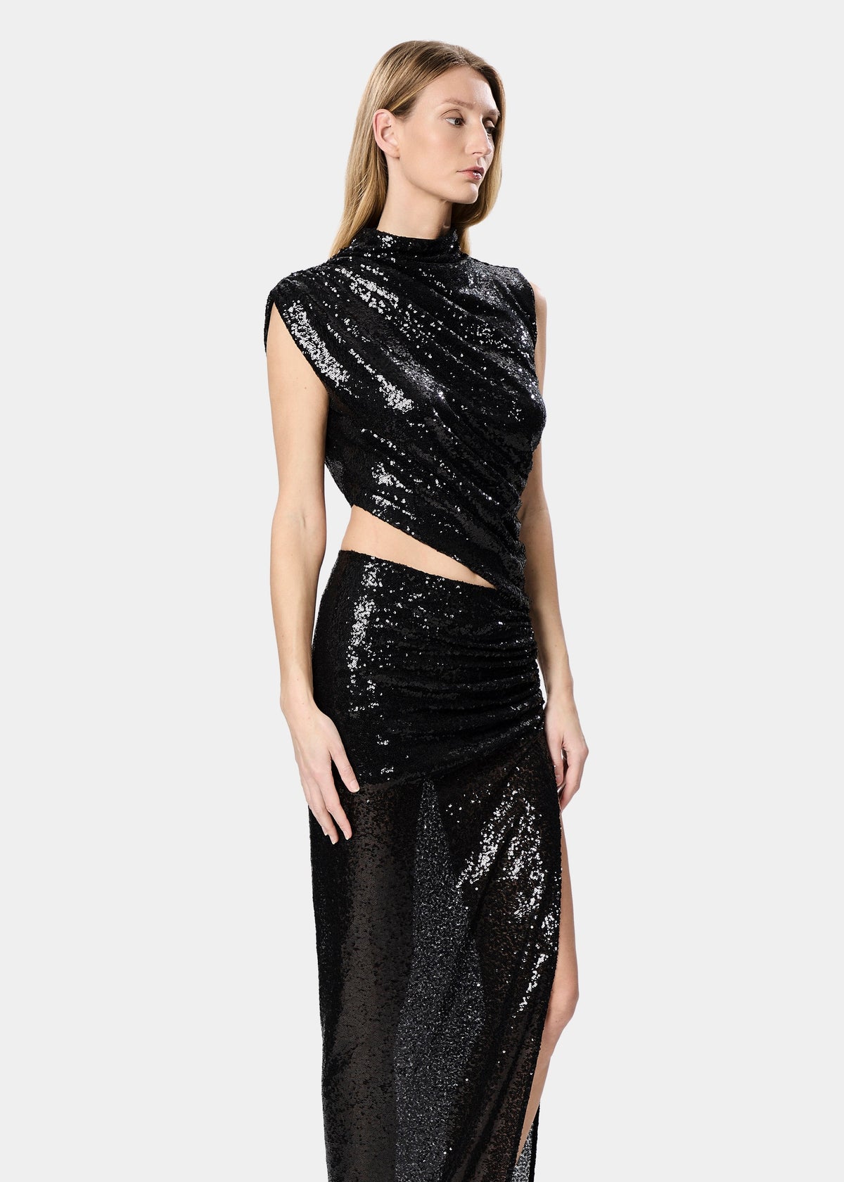 LEO DRESS SEQUINS SHINY BLACK