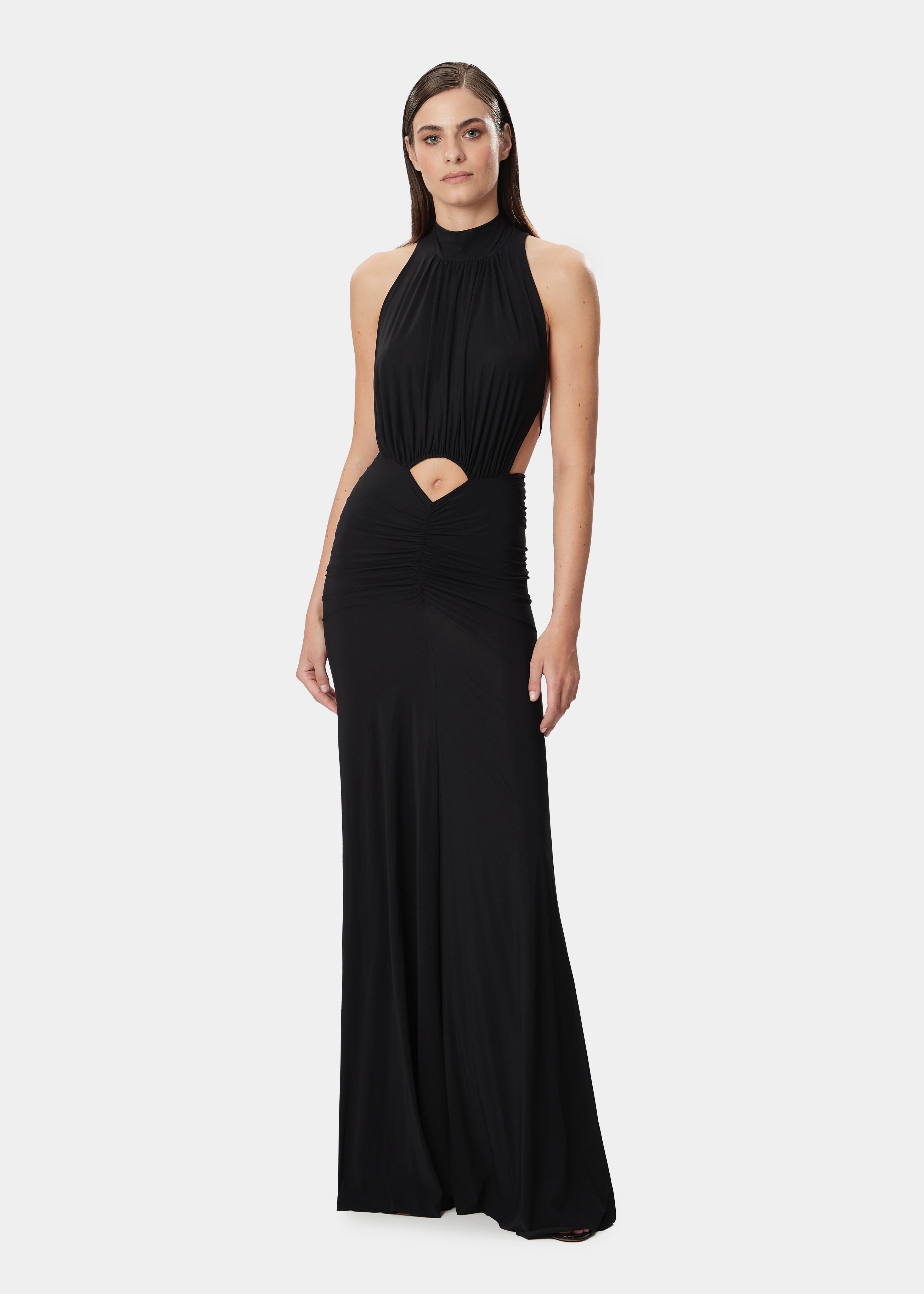 Mina Mock-Neck Maxi Dress Deep Black | Amazuìn