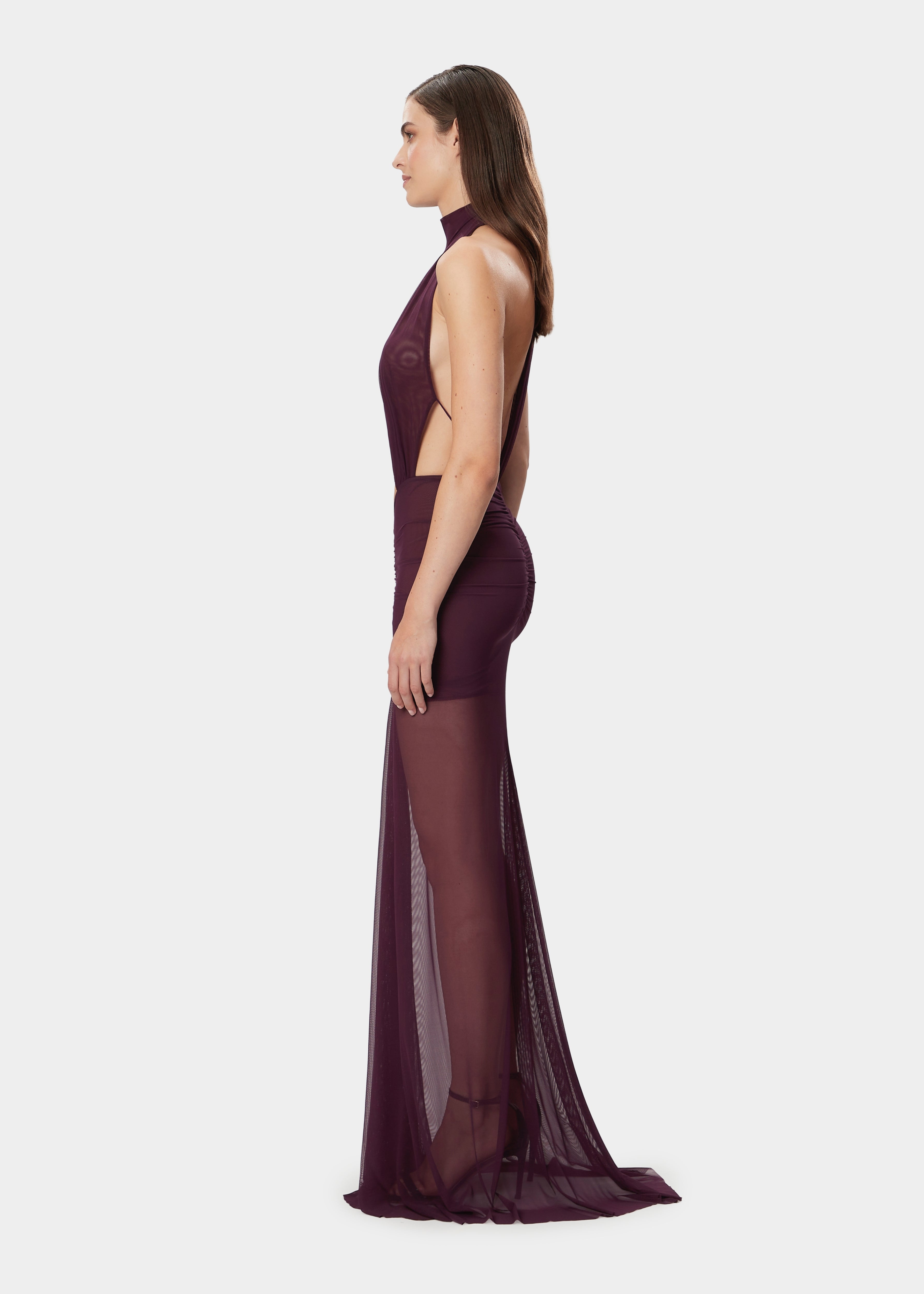 MINA DRESS SHEER MULBERRY