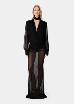 RIHANNA DRESS SHEER DEEP BLACK