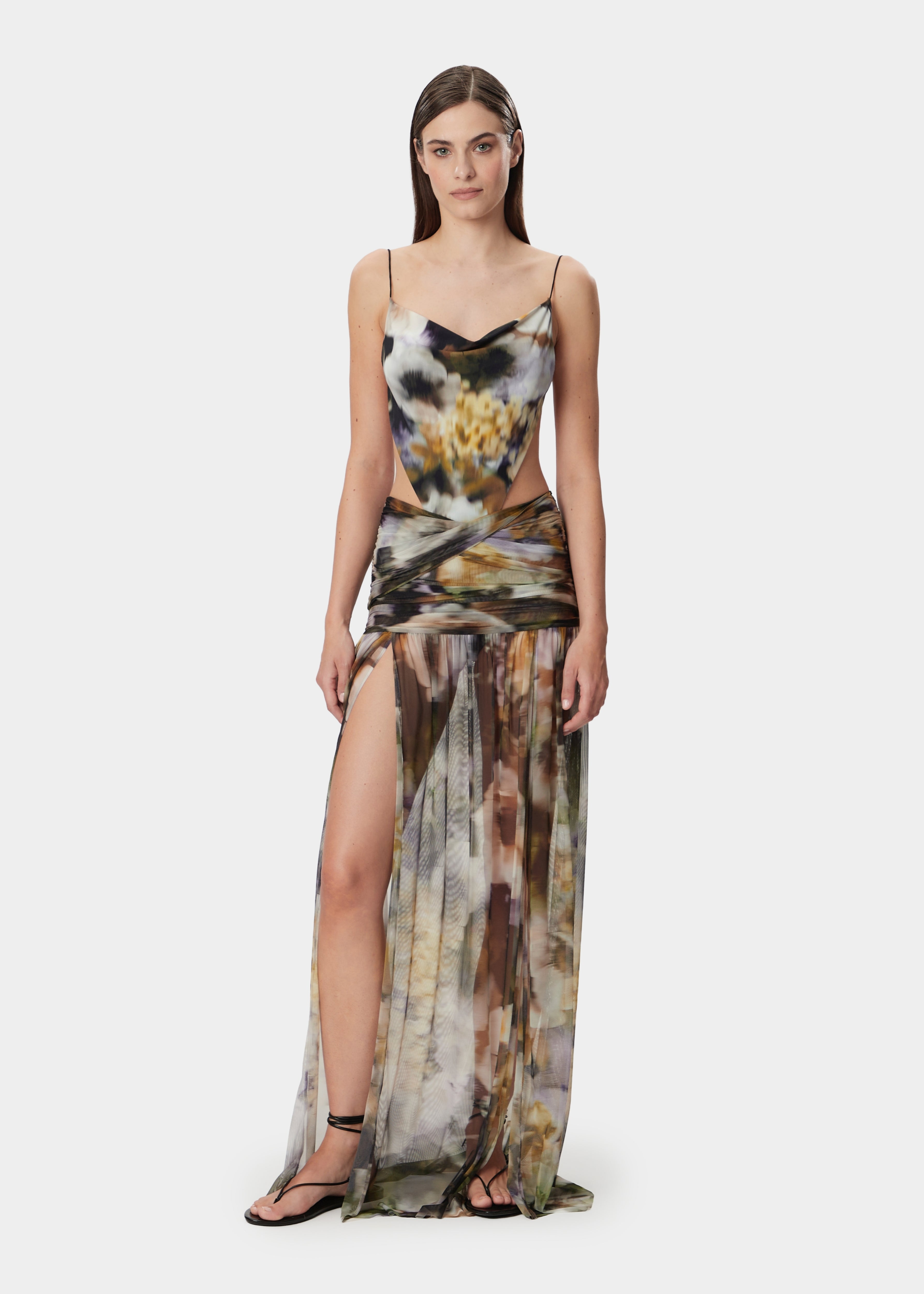 TAYLA SKIRT SHEER FADED FLORAL