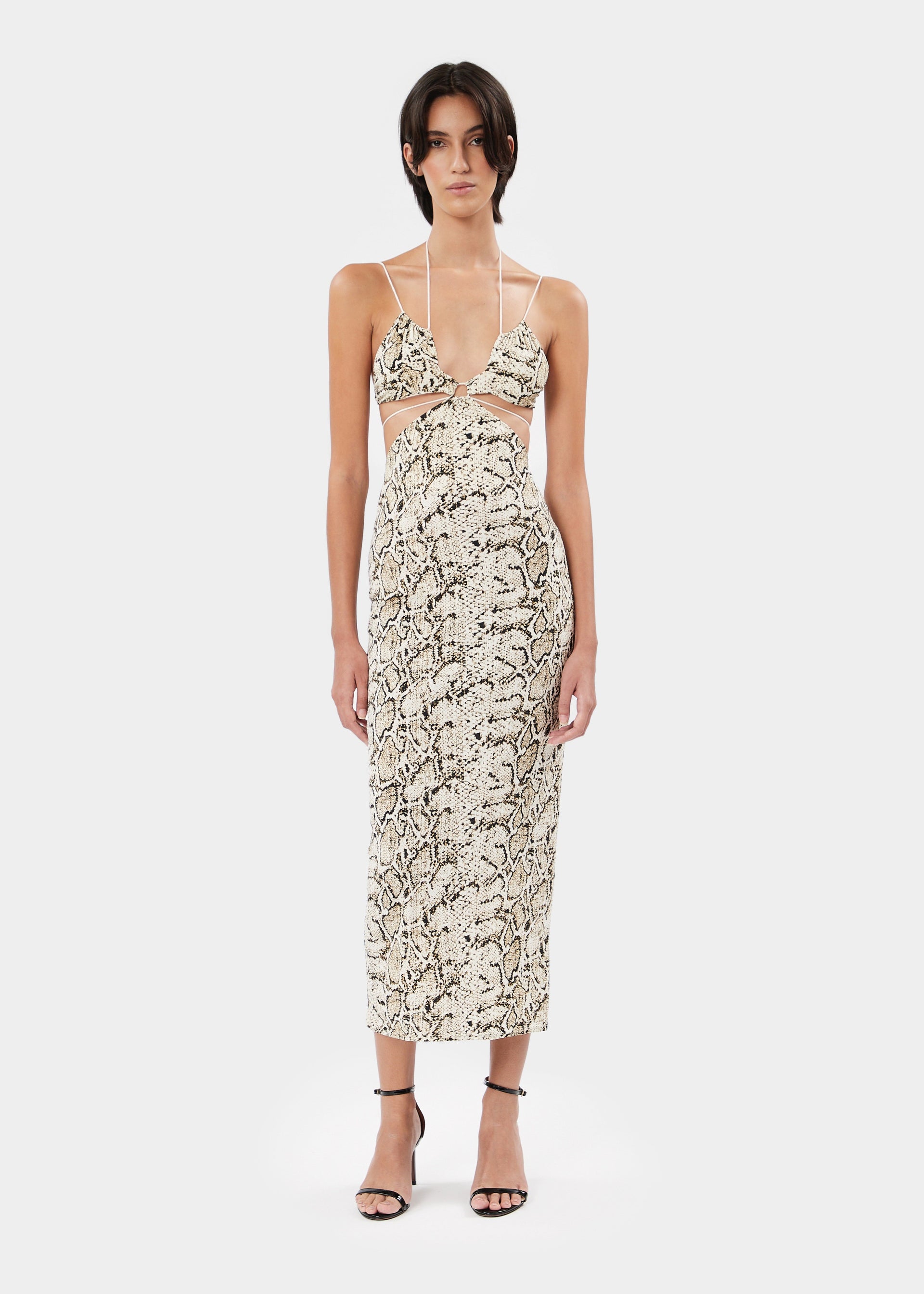 python midi dress Uma python slip dress with cut-outs