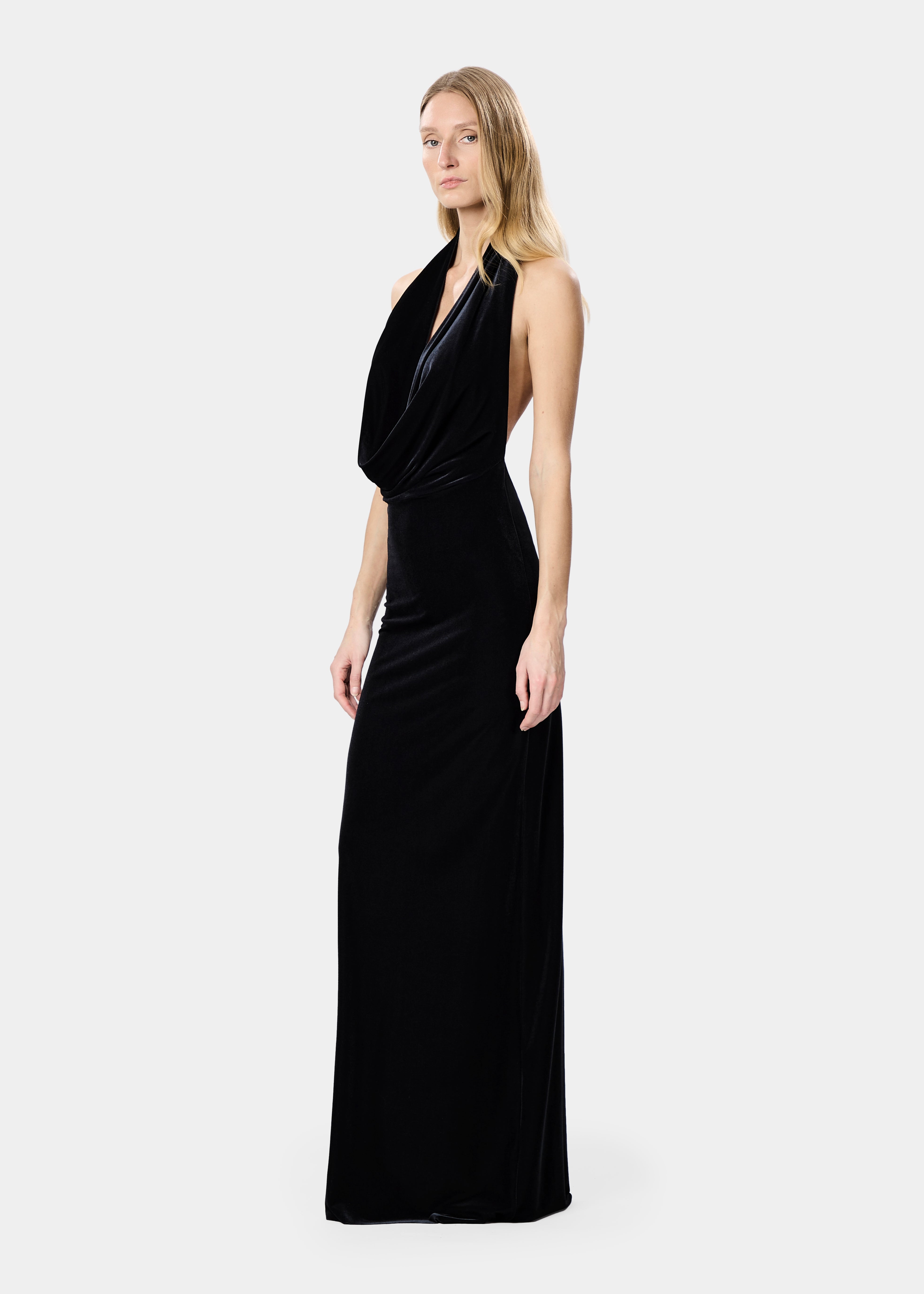 VENUS DRESS VELVET JET BLACK