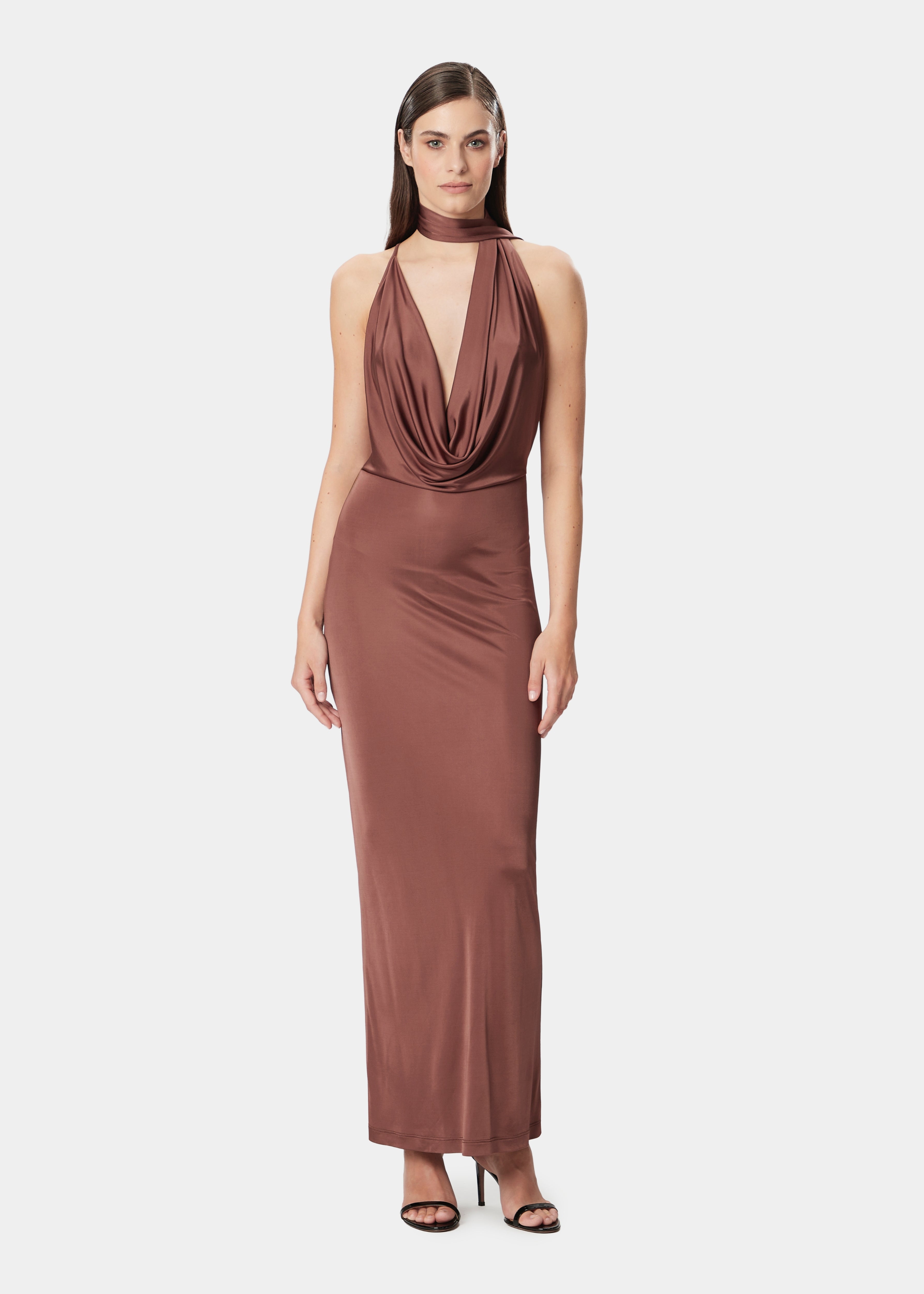 VIVIENNE DRESS SATIN COCOA