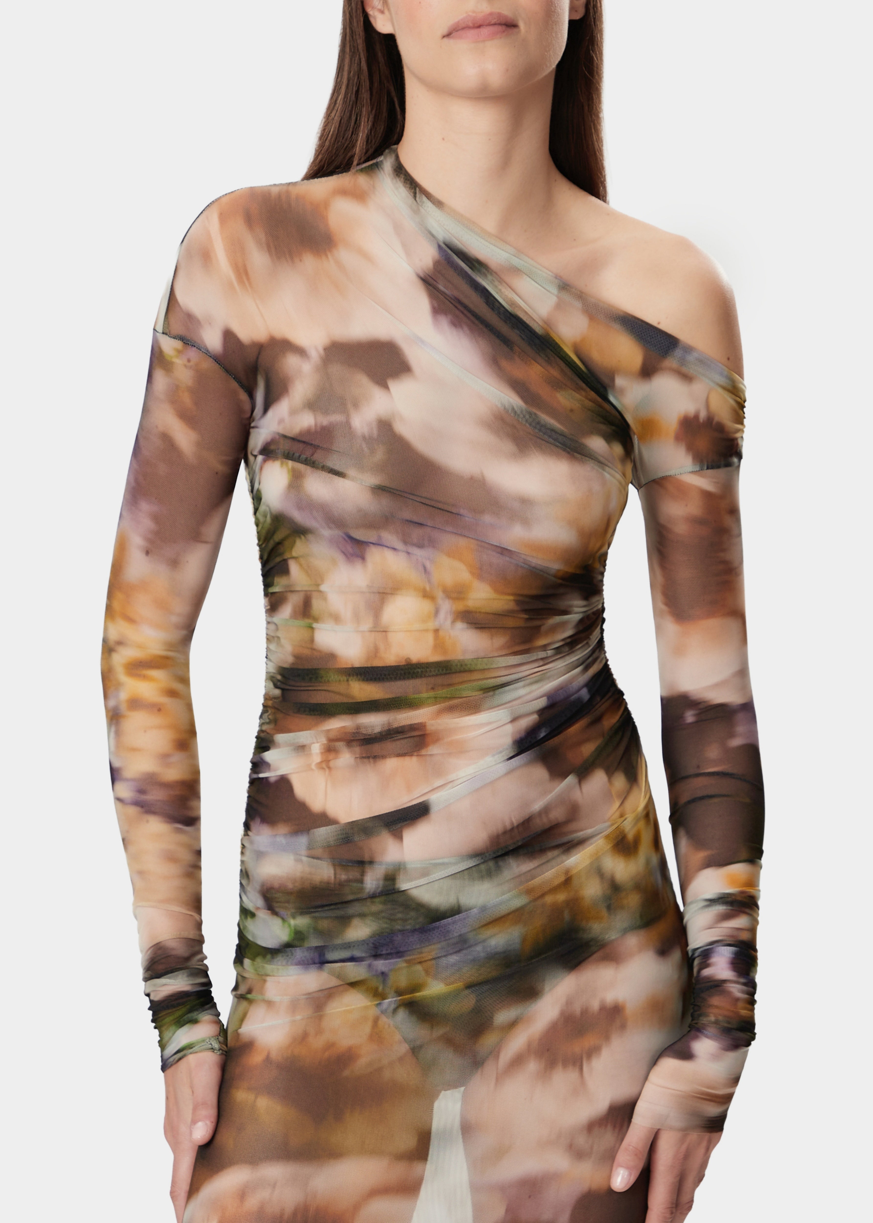 YARA DRESS SHEER FADED FLORAL
