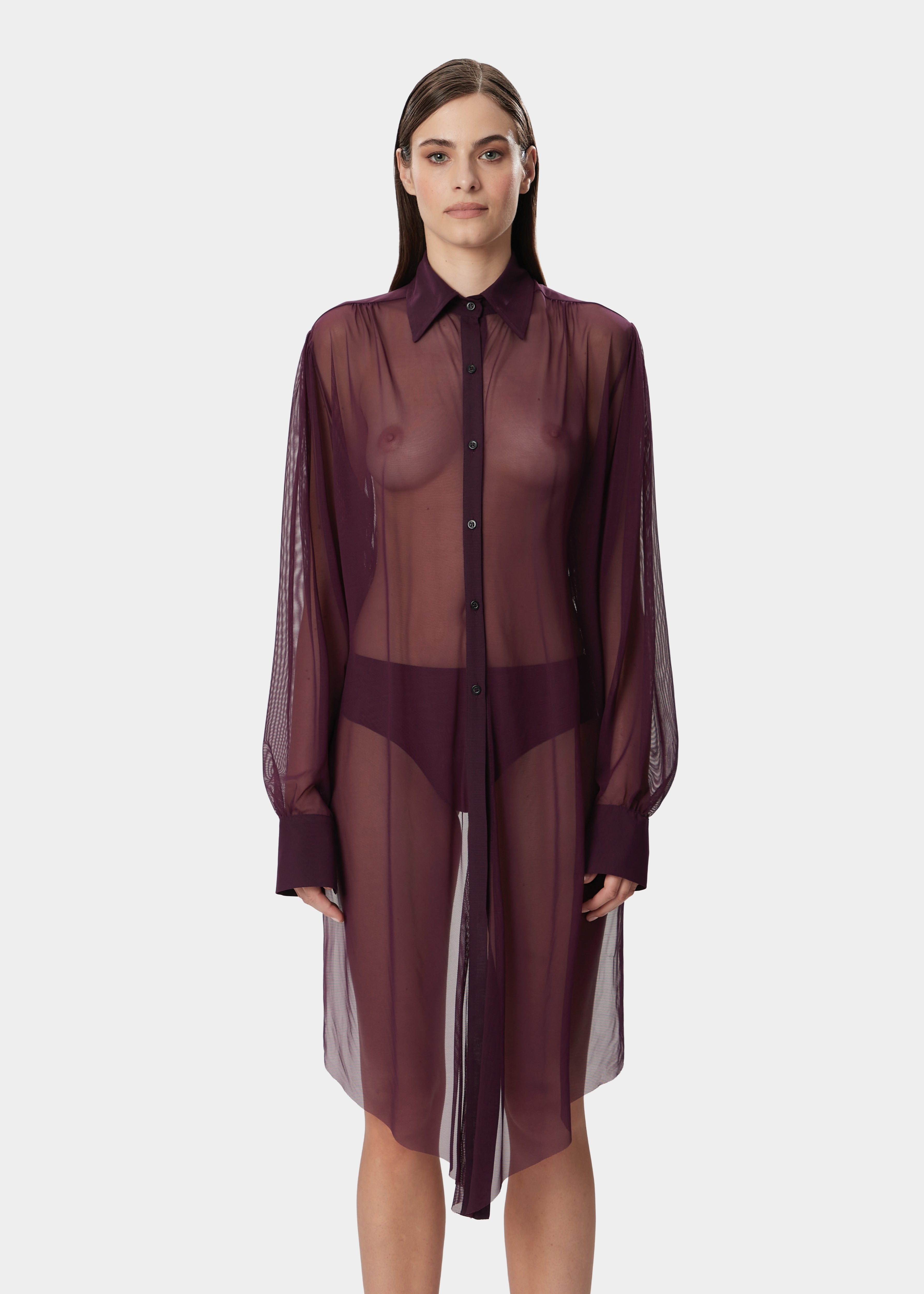Zoya Sheer Wrap Shirt Mulberry | Amazuìn